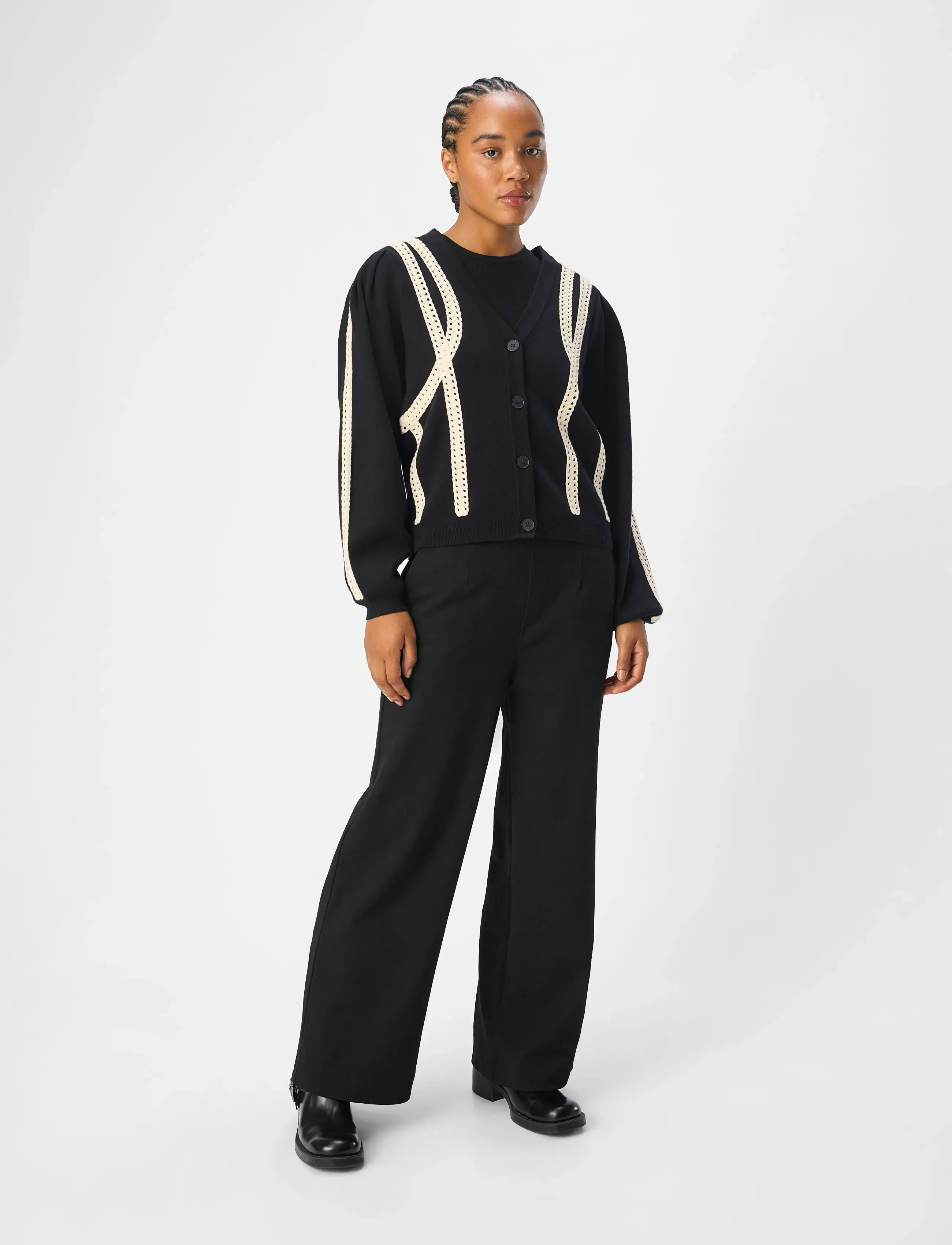Object - OBJULLA KNIT L/S RE CARDIGAN 134 - cardigans - black - 4