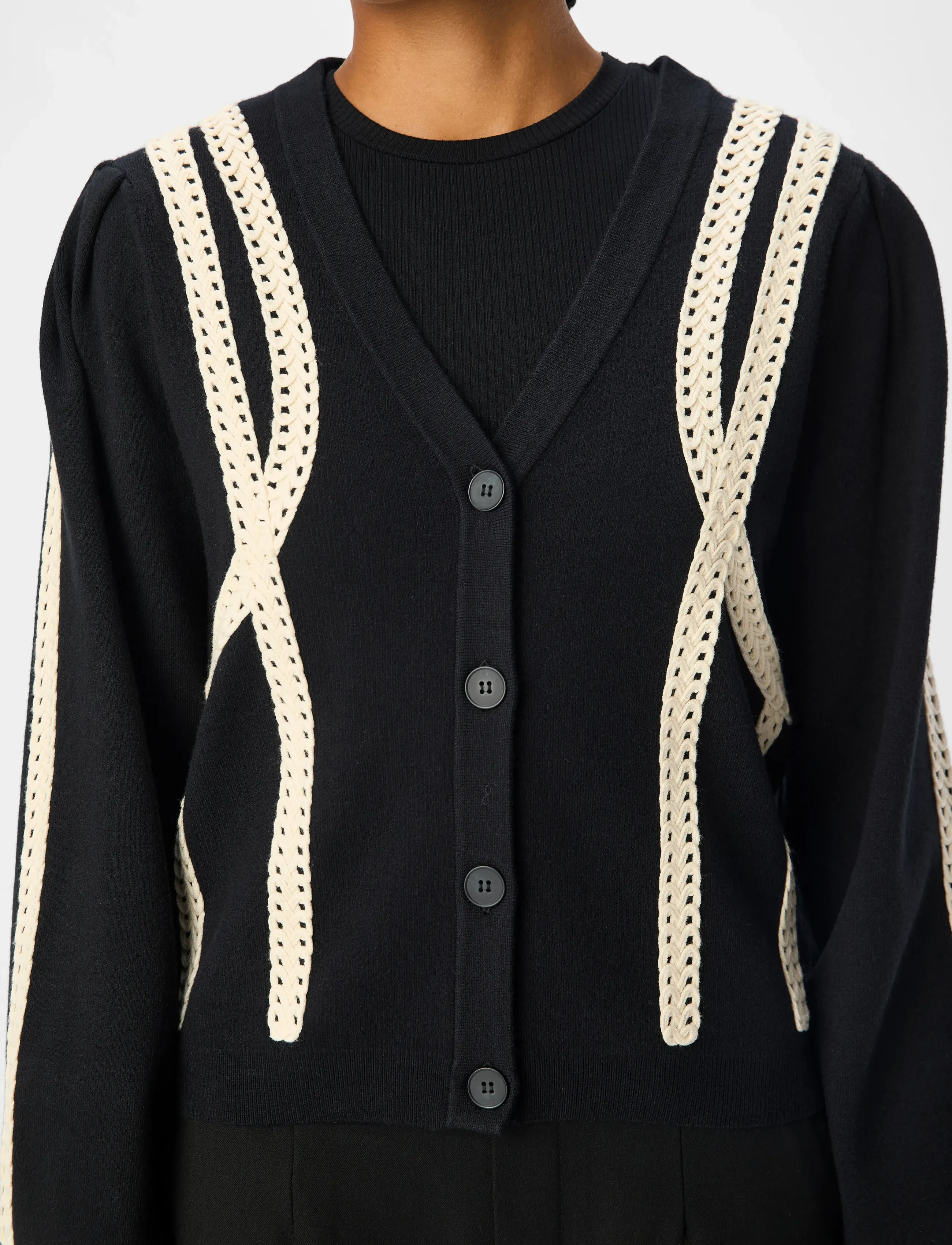 Object - OBJULLA KNIT L/S RE CARDIGAN 134 - cardigans - black - 5