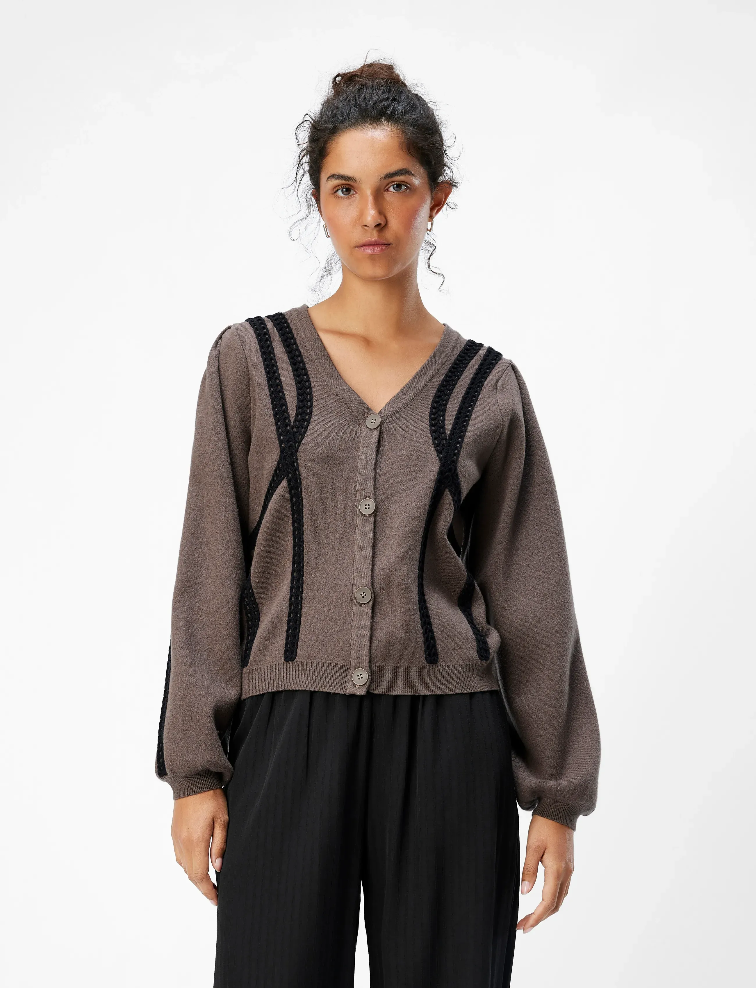 Object - OBJULLA KNIT L/S RE CARDIGAN 134 - cardigans - morel - 5