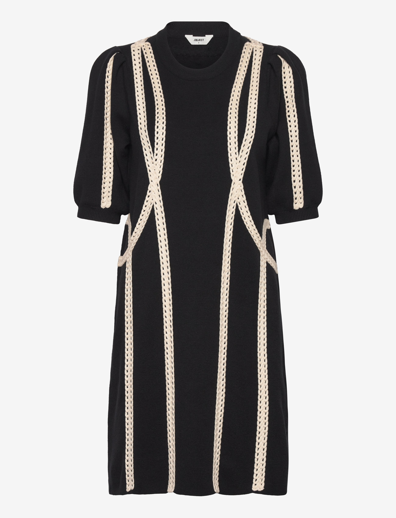 Object - OBJULLA KNIT 2/4 LO DRESS 134 - stickade klänningar - black - 0