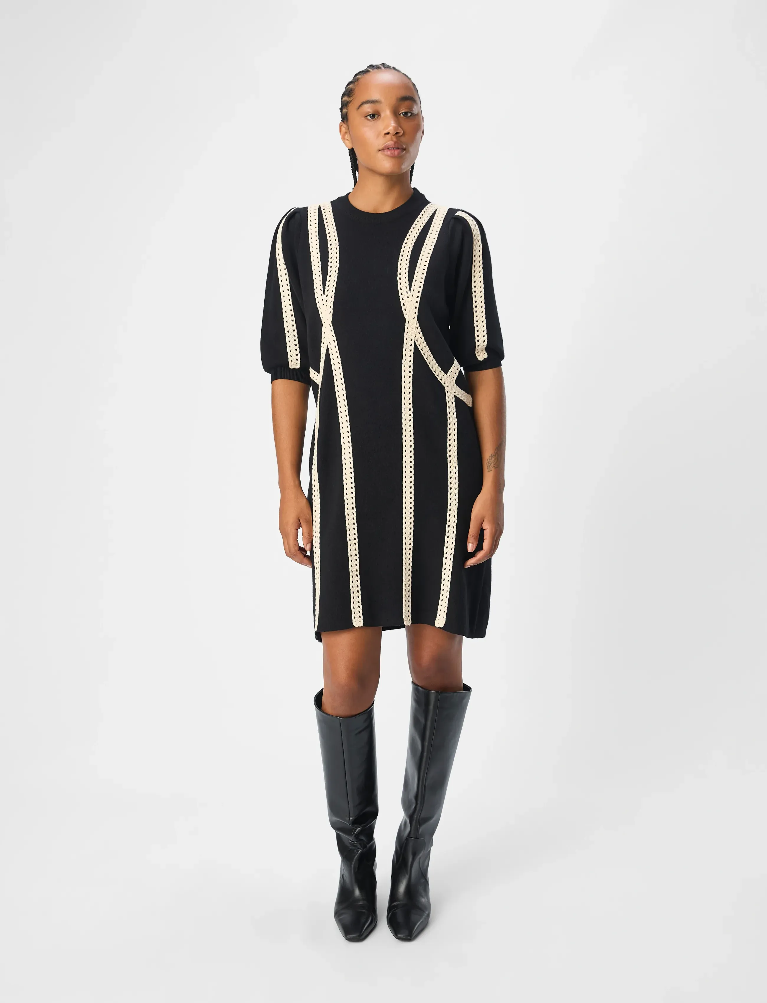 Object - OBJULLA KNIT 2/4 LO DRESS 134 - strickkleider - black - 4