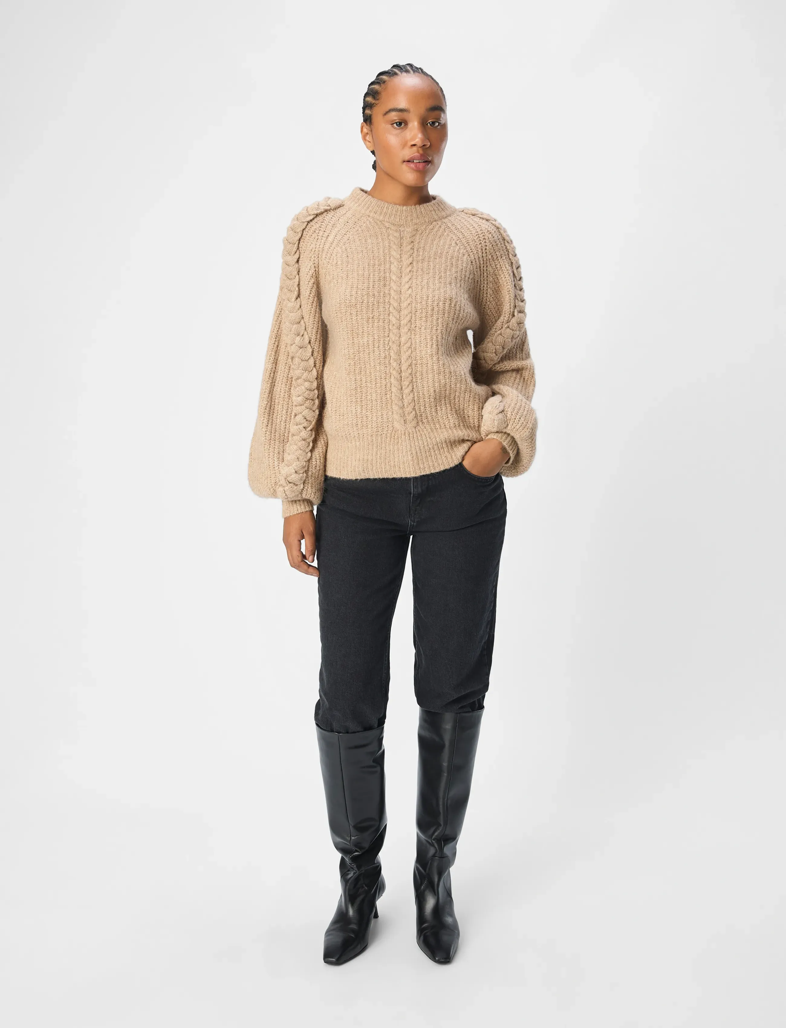 Object - OBJRUNA KNIT L/S RE PULLOVER 134 - megzti drabužiai - morel - 4