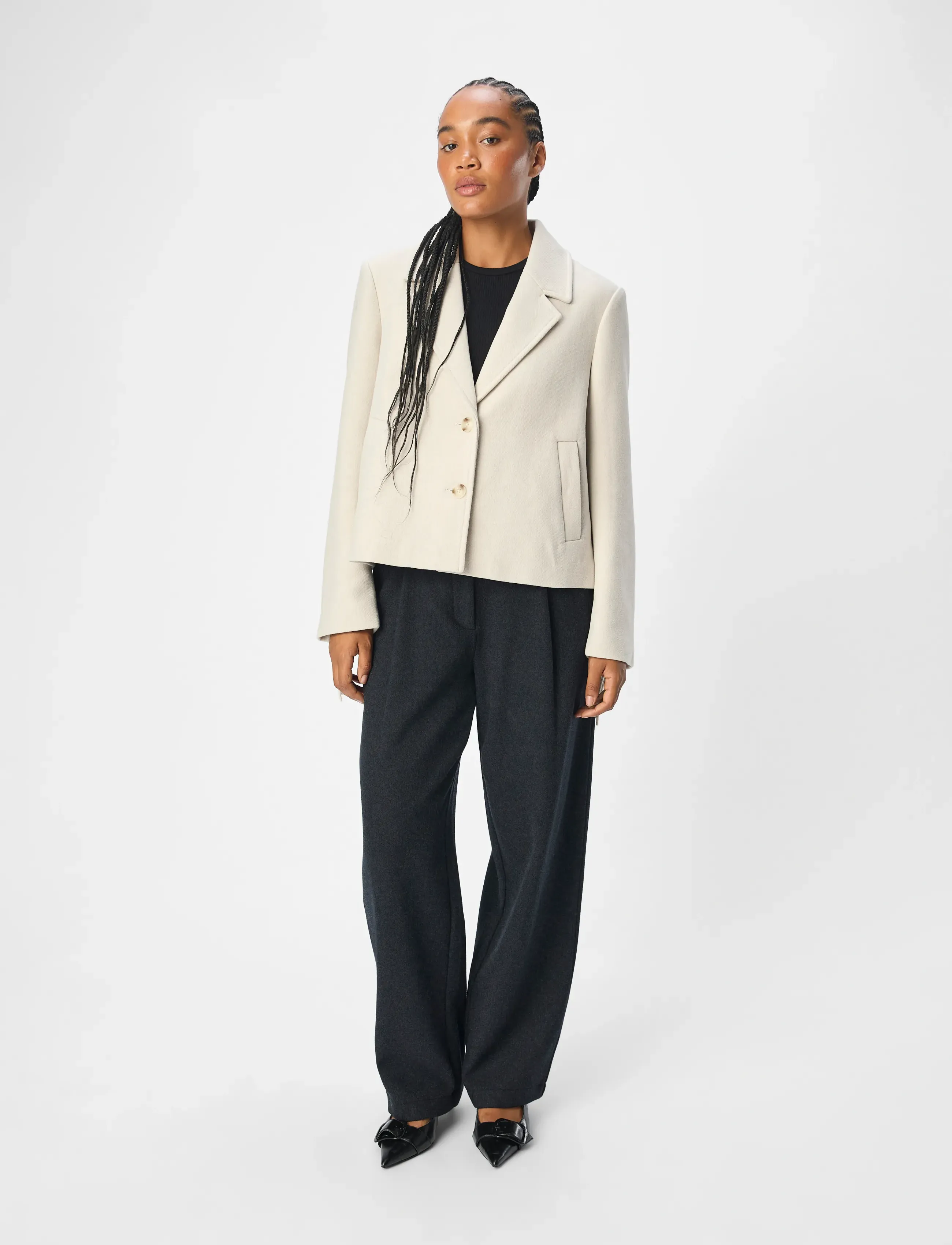 Object - OBJPETRA LO JACKET 134 - wolljacken - white sand - 4