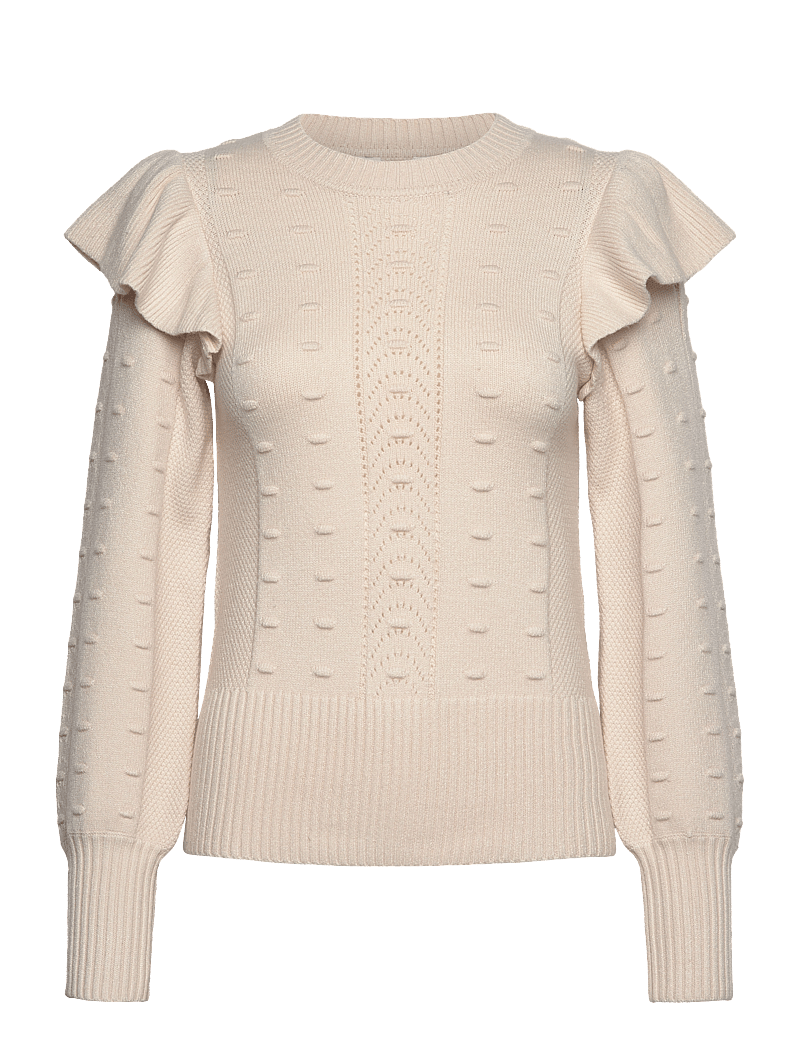 Object - OBJJULIA KNIT L/S RE PULLOVER 134 - stickade tröjor - white sand - 0