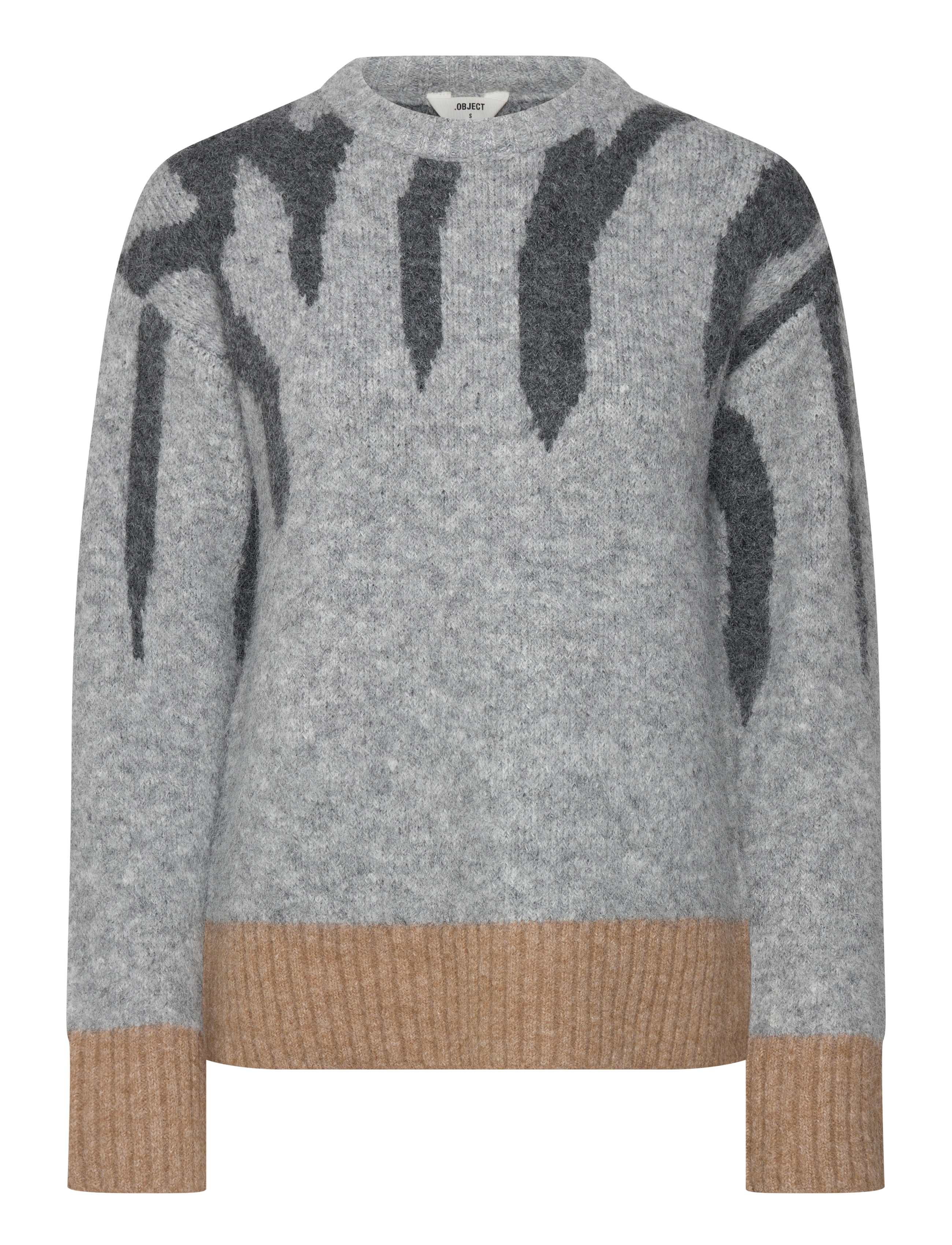 OBJECT Objrabu Knit L/S Re Pullover 134 Grau - S - Damen