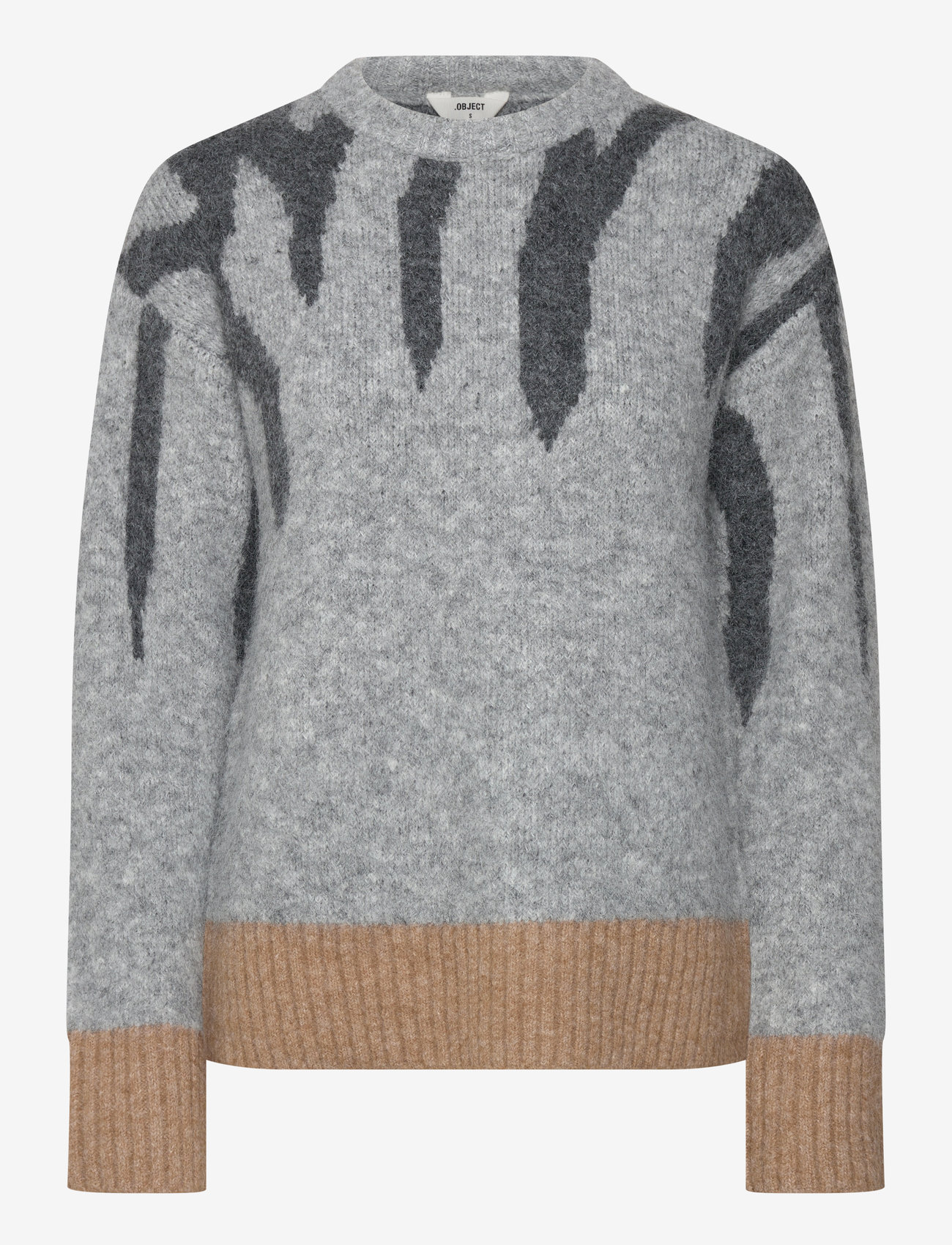 Object - OBJRABU KNIT L/S RE PULLOVER 134 - höstkläder - light grey melange - 0