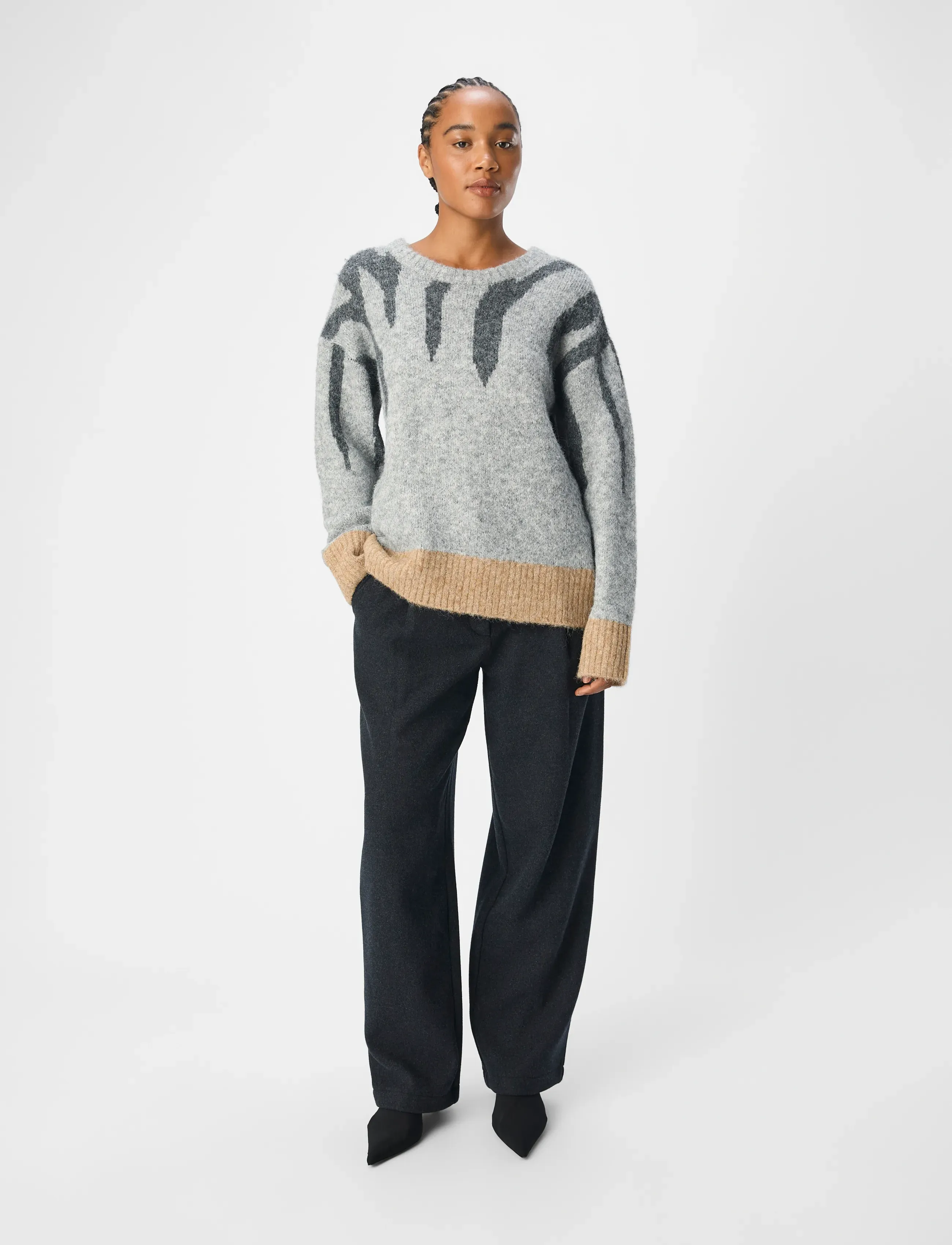 Object - OBJRABU KNIT L/S RE PULLOVER 134 - pullover - light grey melange - 4