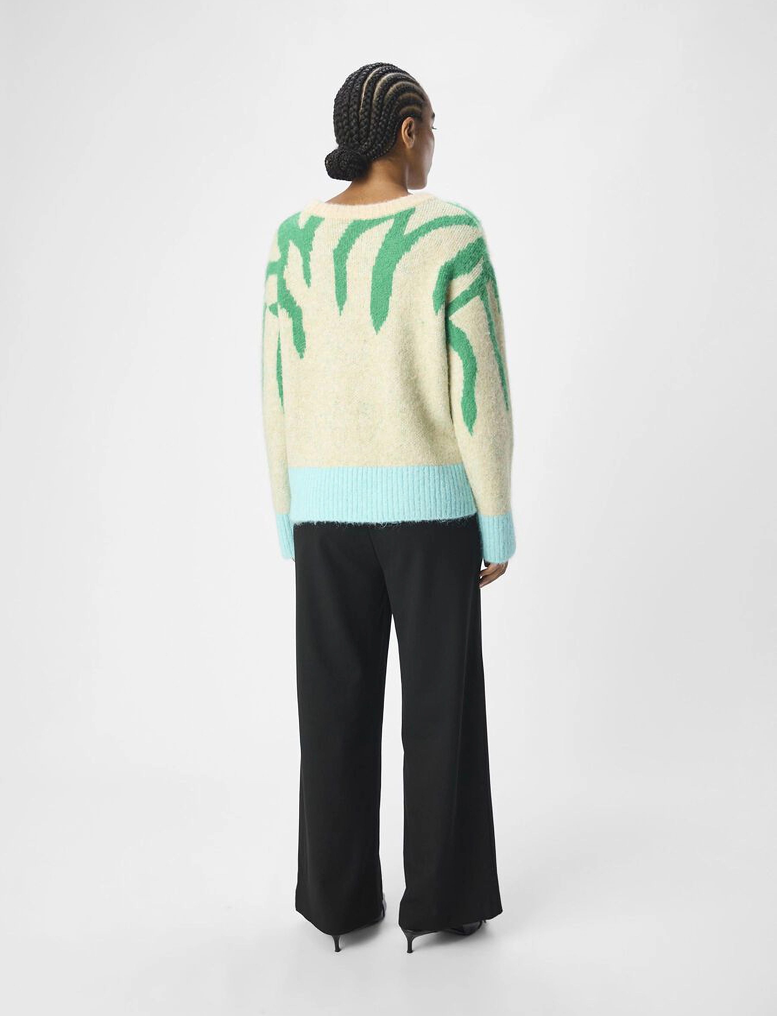 Object - OBJRABU KNIT L/S RE PULLOVER 134 - sweaters - white sand - 2
