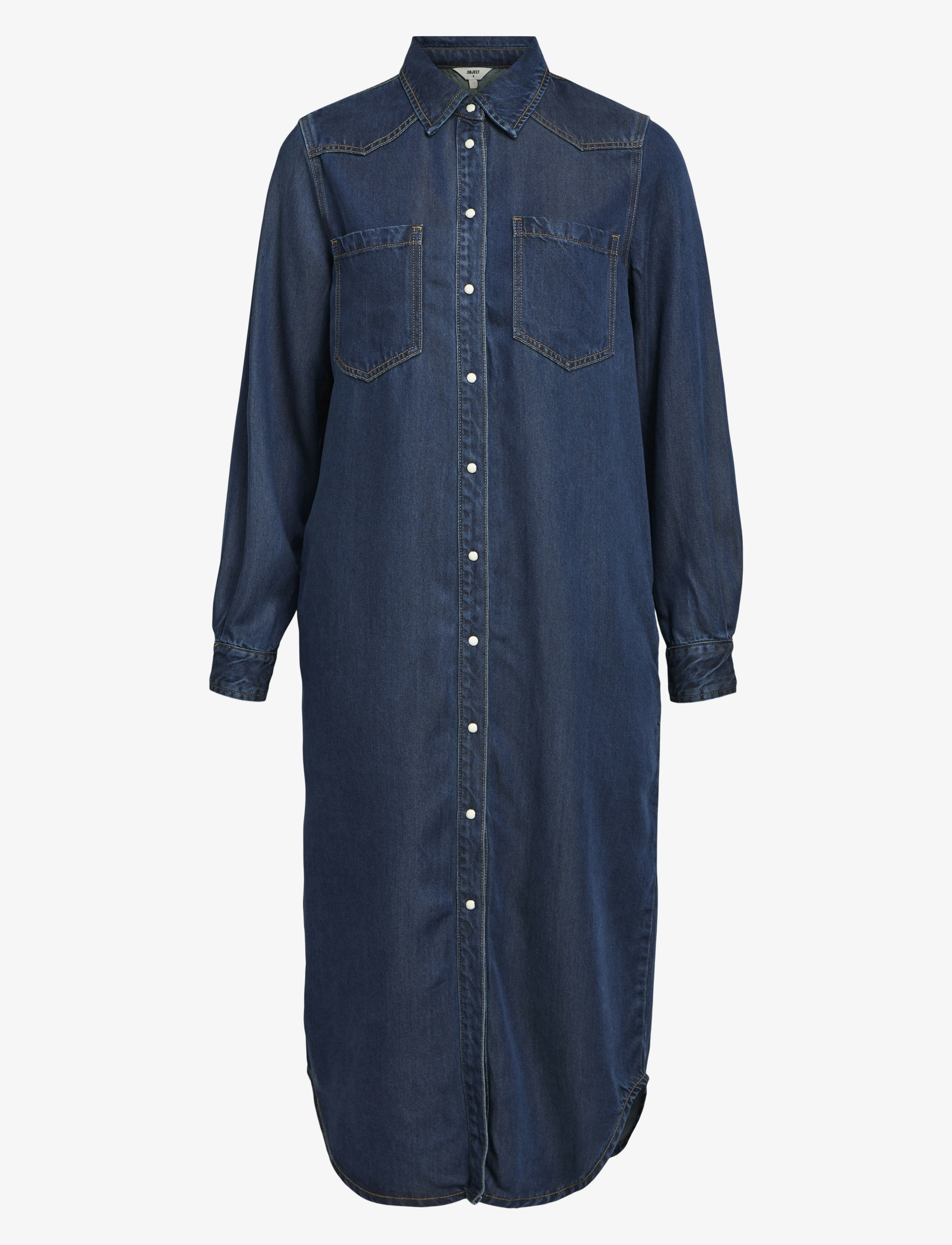 Object OBJFRAMA DNM LO L/S SHIRT DRESS CC1 AW - Skjortekjoler - DARK BLUE DENIM / navy