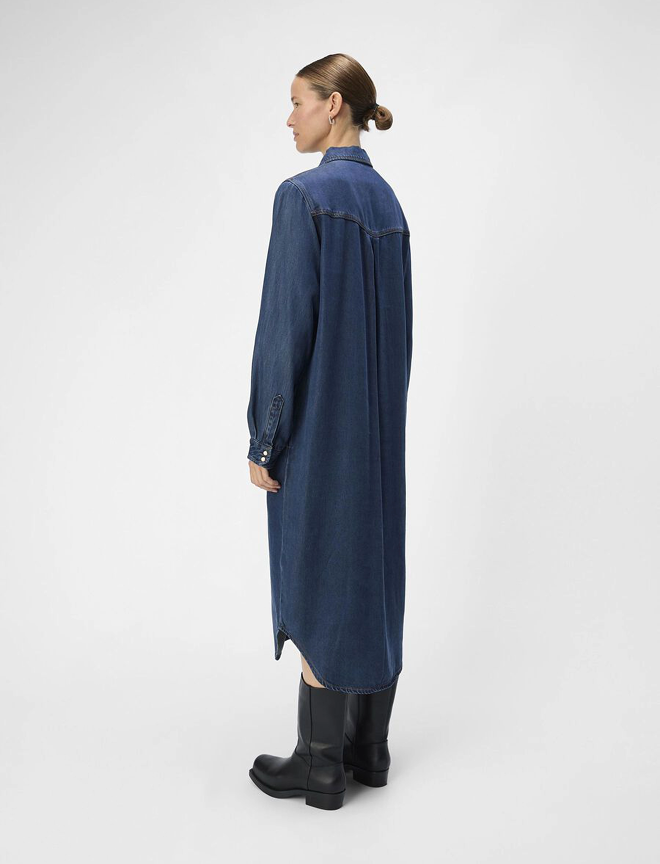 Object - OBJFRAMA DNM LO L/S SHIRT DRESS CC1 AW - dark blue denim - 2
