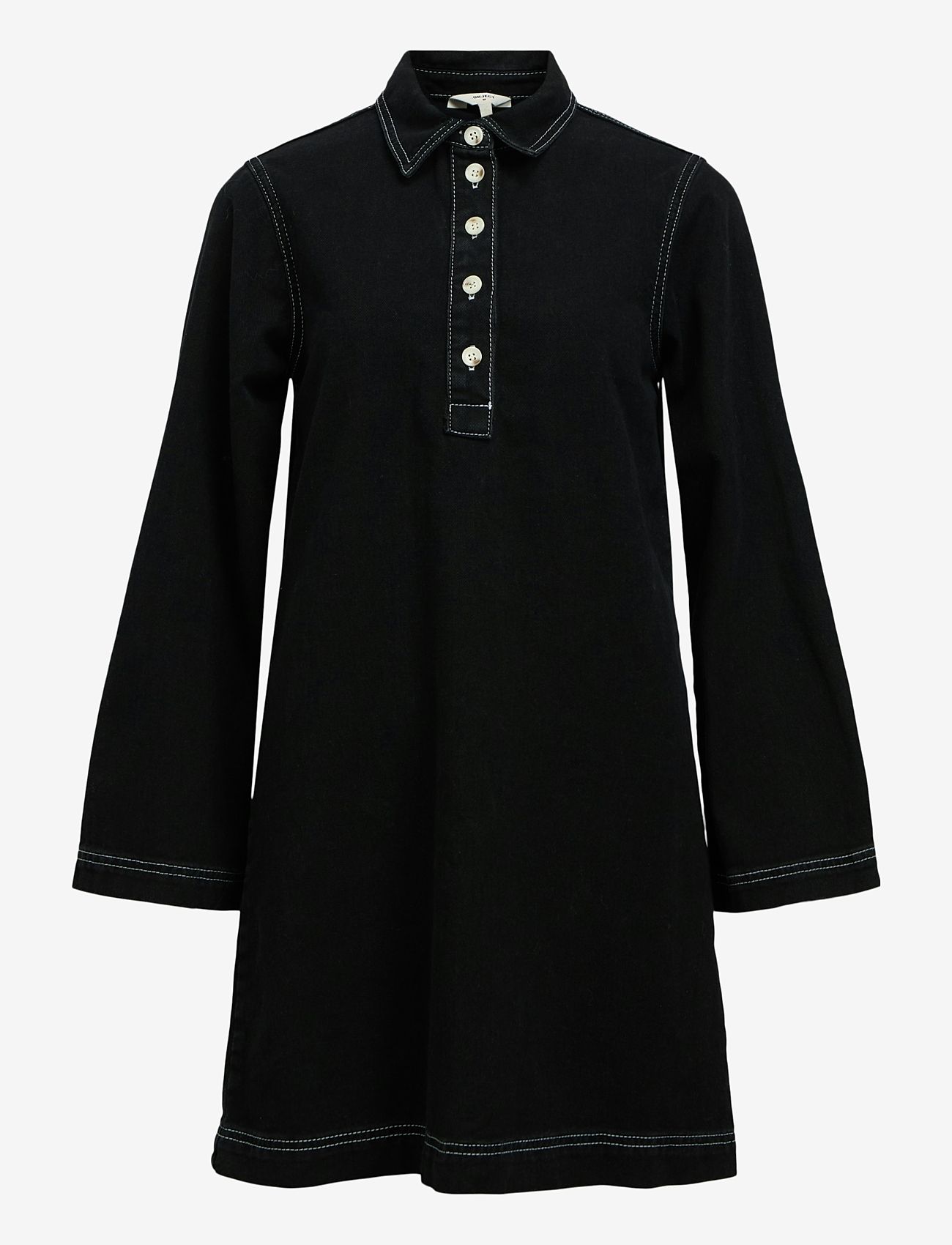 Object - OBJHARLOW L/S SHIRT DRESS E DIV - skjortklänningar - black denim - 0
