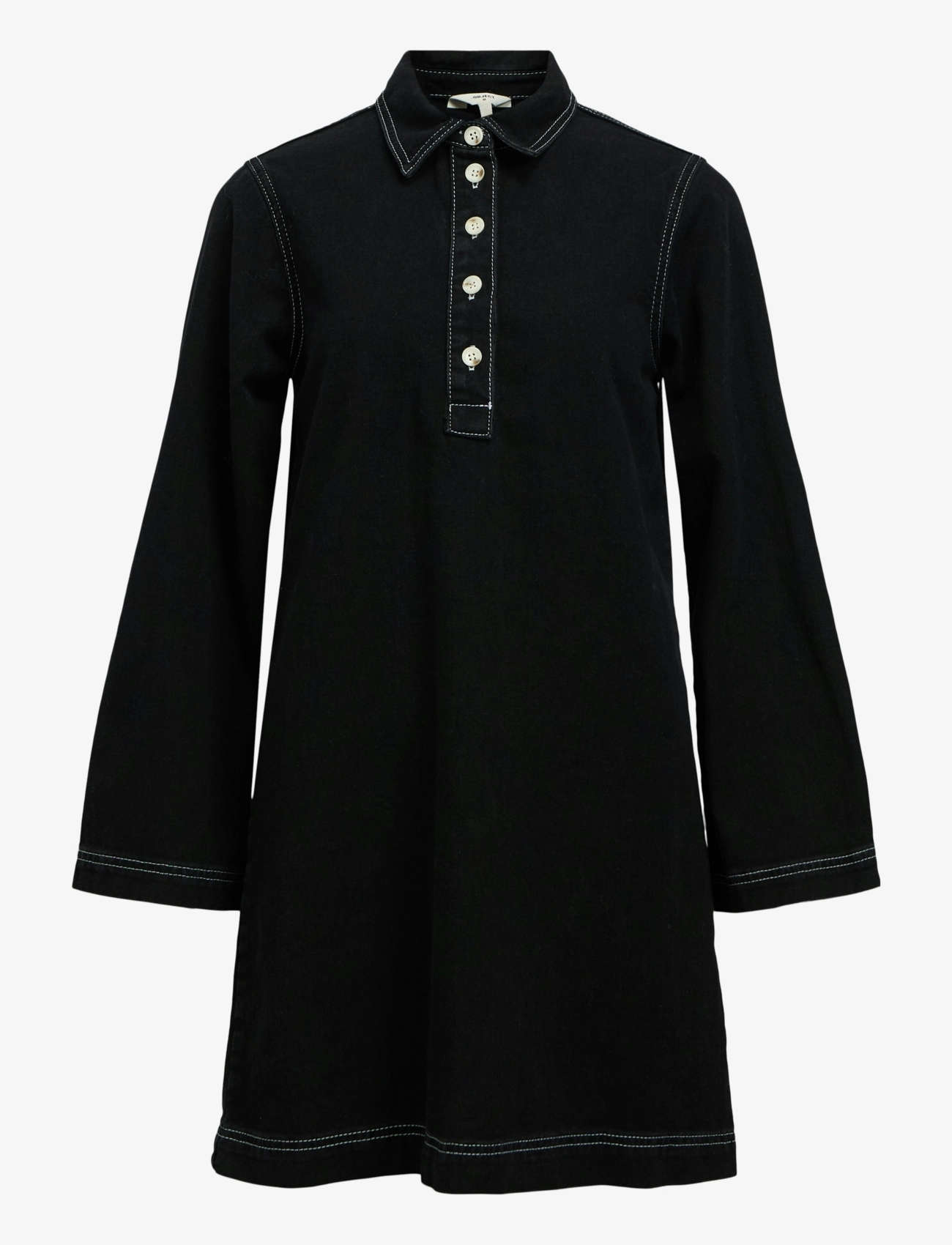 Object OBJHARLOW L/S SHIRT DRESS E DIV - Skjortekjoler - BLACK DENIM / black