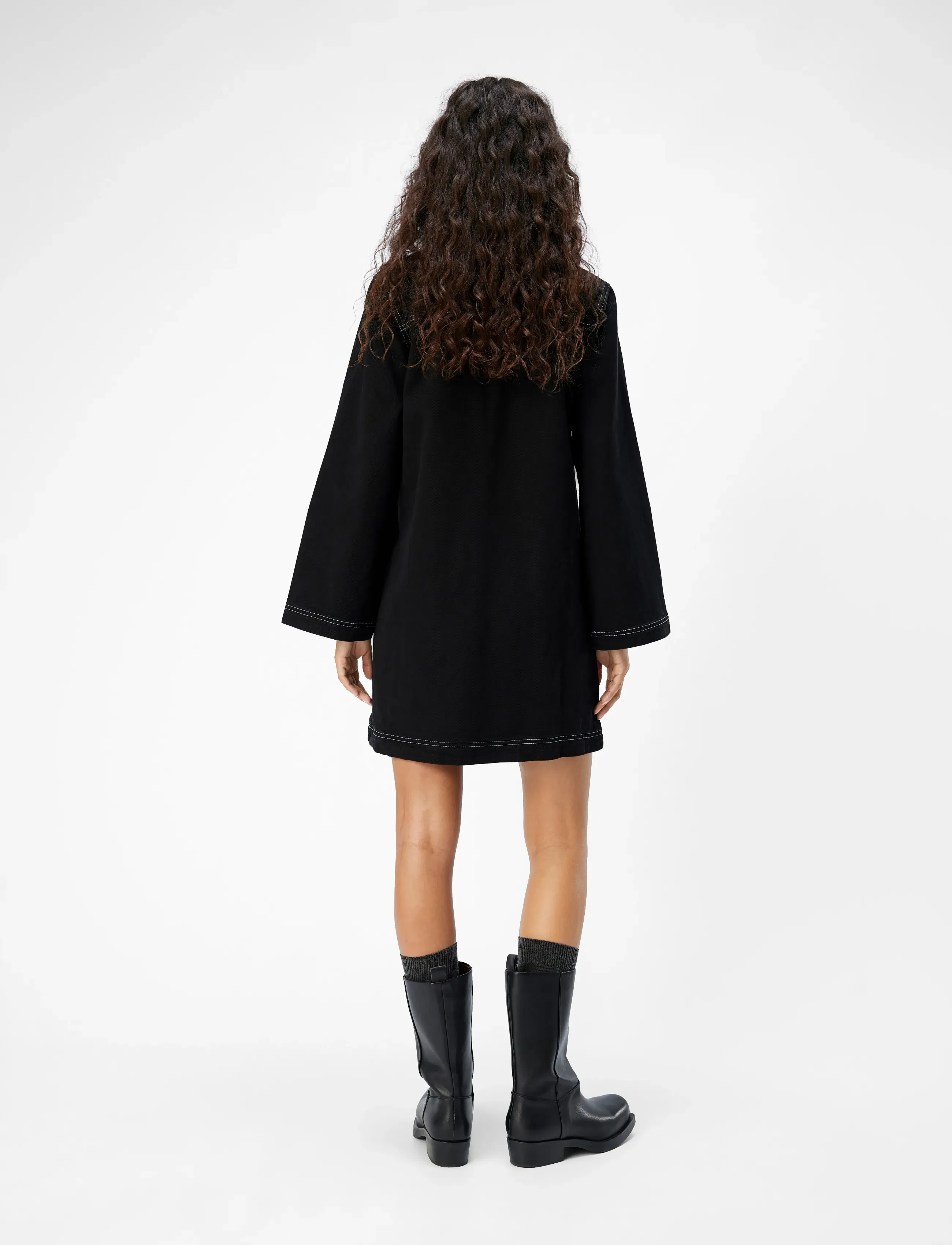 Object - OBJHARLOW L/S SHIRT DRESS E DIV - cowboykjoler - black denim - 2