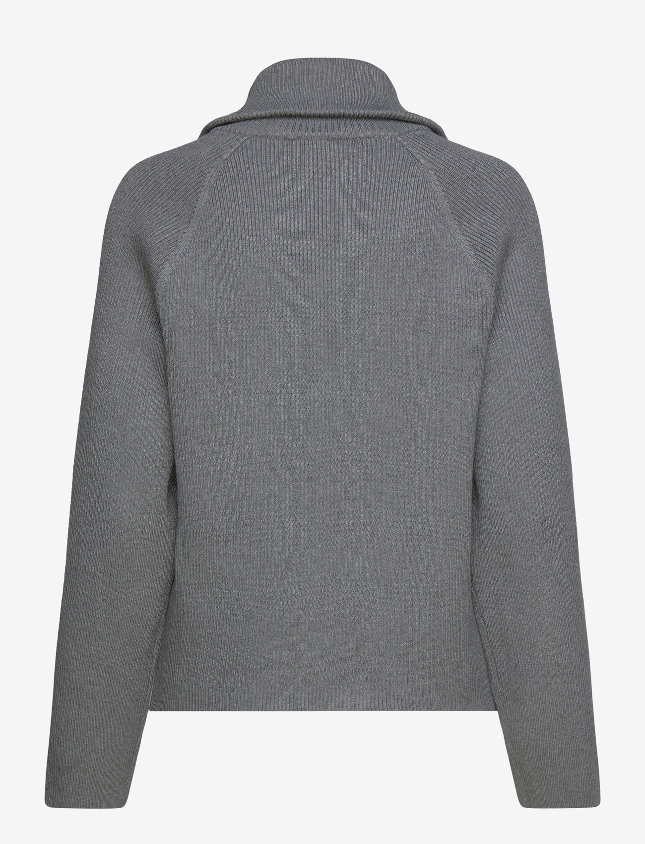 Object - OBJELLY RE L/S ZIP KNIT PULLOVER DIV - herbstliche kleidung - medium grey melange - 1