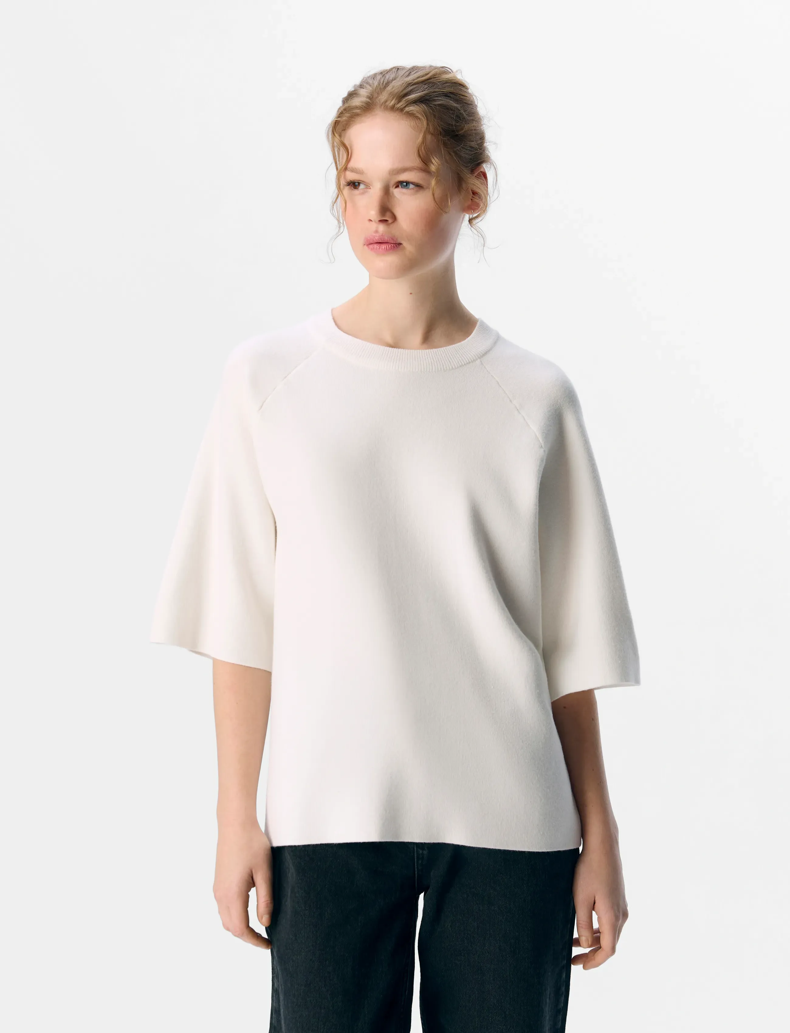 Object Objreynard 2/4 Knit Pullover Noos, Kvinder, Kortærmet Strikket Pullover, Cream, Str: XL