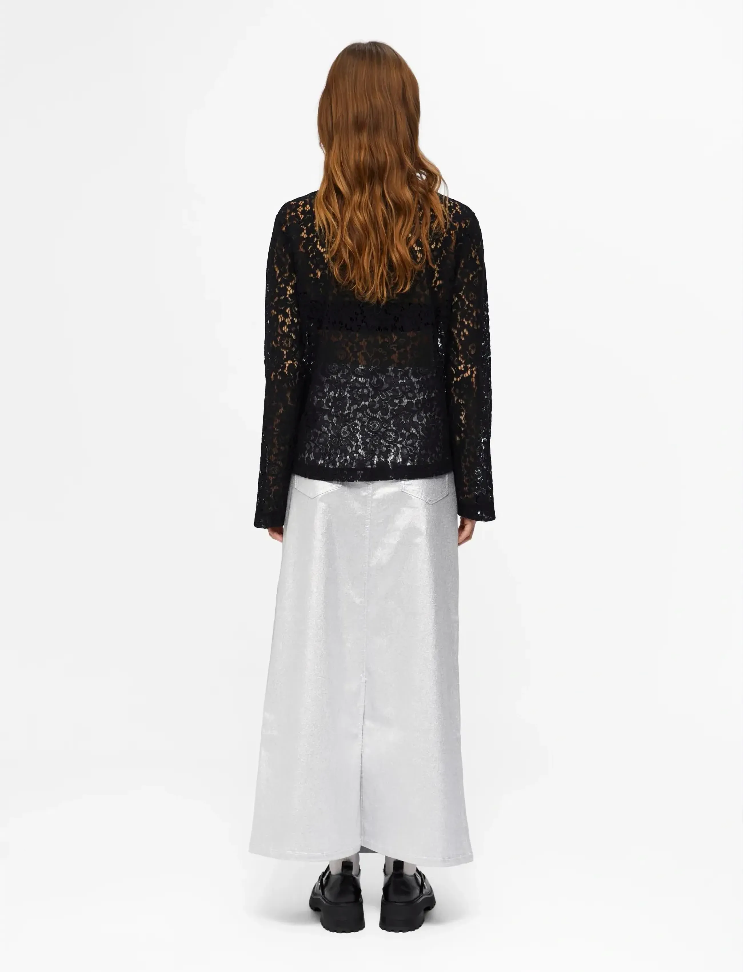 Object - OBJSUNNY HARLOW LONG SKIRT E DIV - maxi nederdele - silver colour - 2