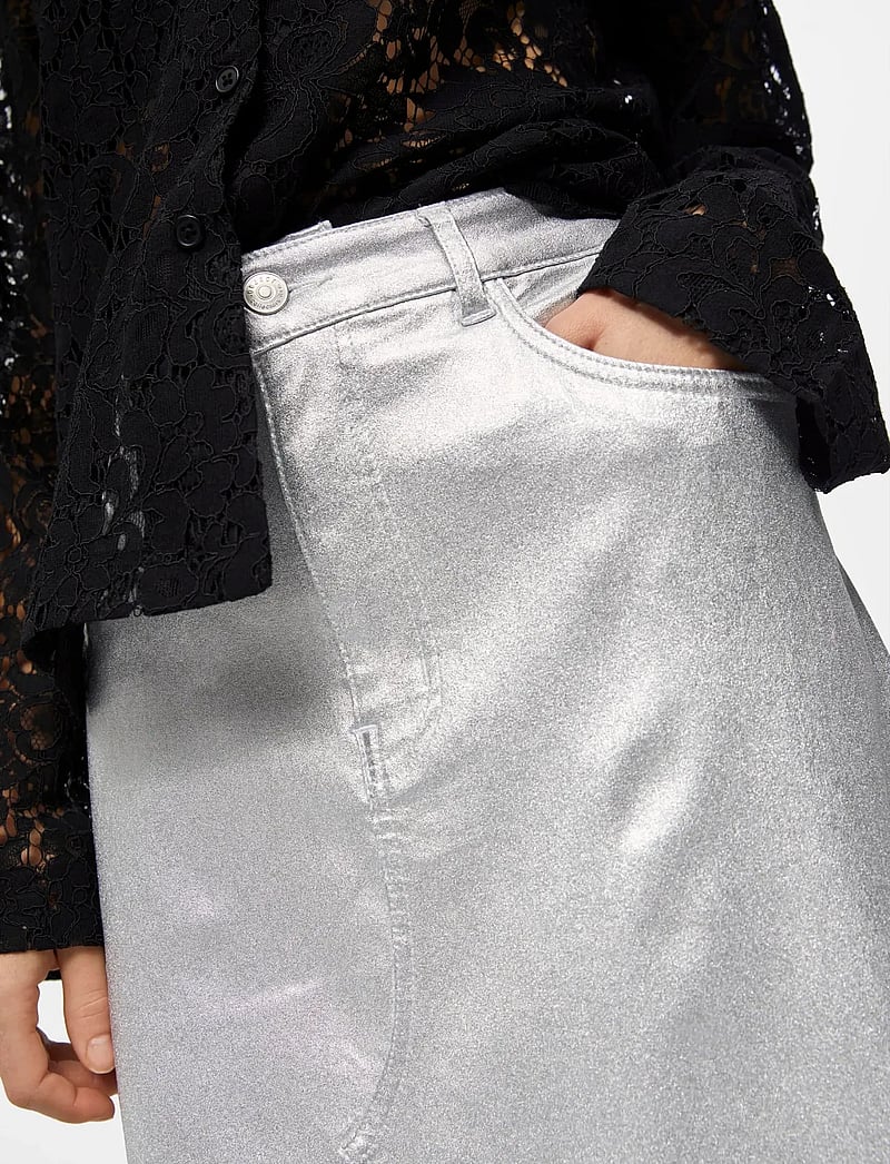 Object - OBJSUNNY HARLOW LONG SKIRT E DIV - maxi nederdele - silver colour - 4