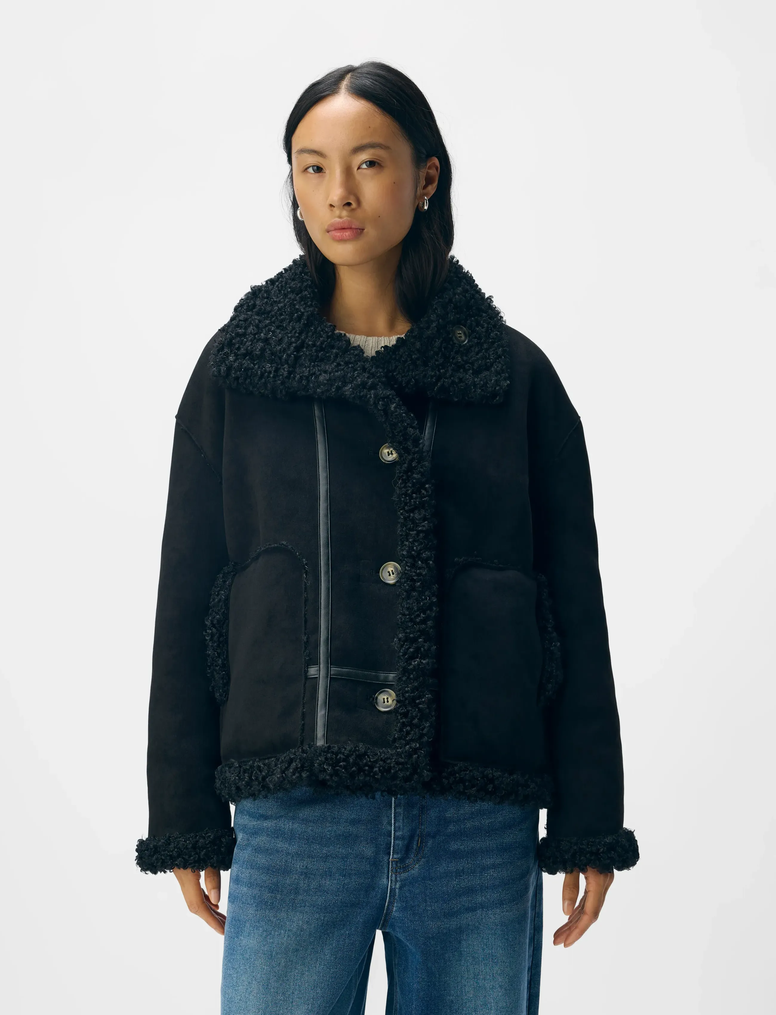 Object - OBJOAKLYN RE JACKET 135 - læderjakker - black - 4