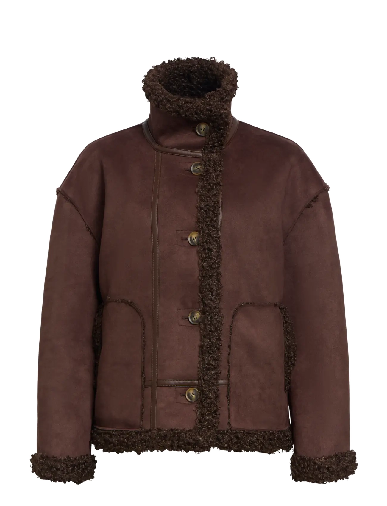 Object - OBJOAKLYN RE JACKET NOOS - lederjacken - seal brown - 1