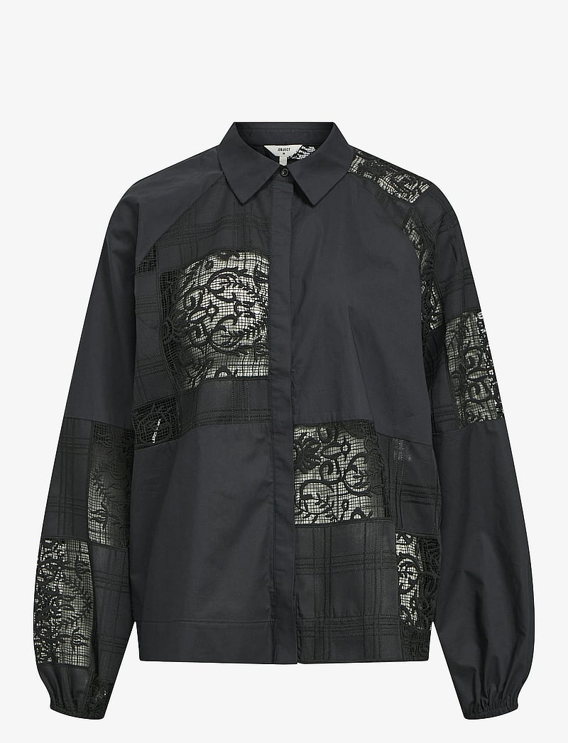 Object - OBJFALLON L/S RE SLEEVE SHIRT 135 - långärmade skjortor - black - 0