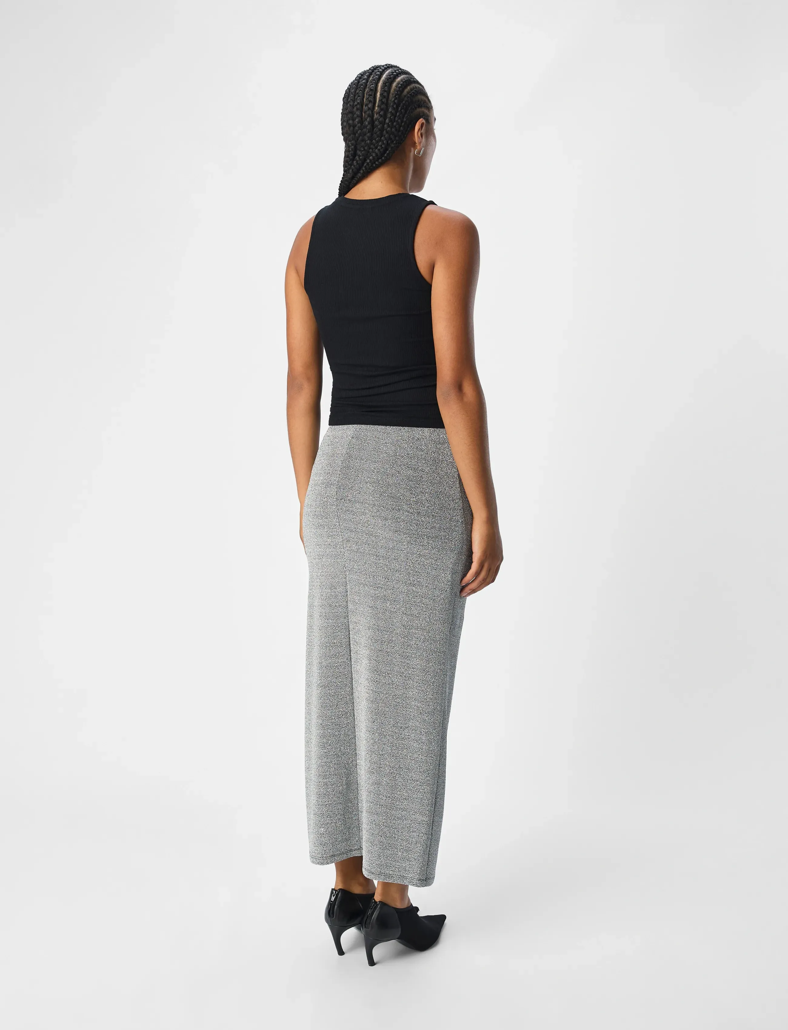Object - OBJFILIPA SLM HW LONG SKIRT 135 - maxi nederdele - silver - 2