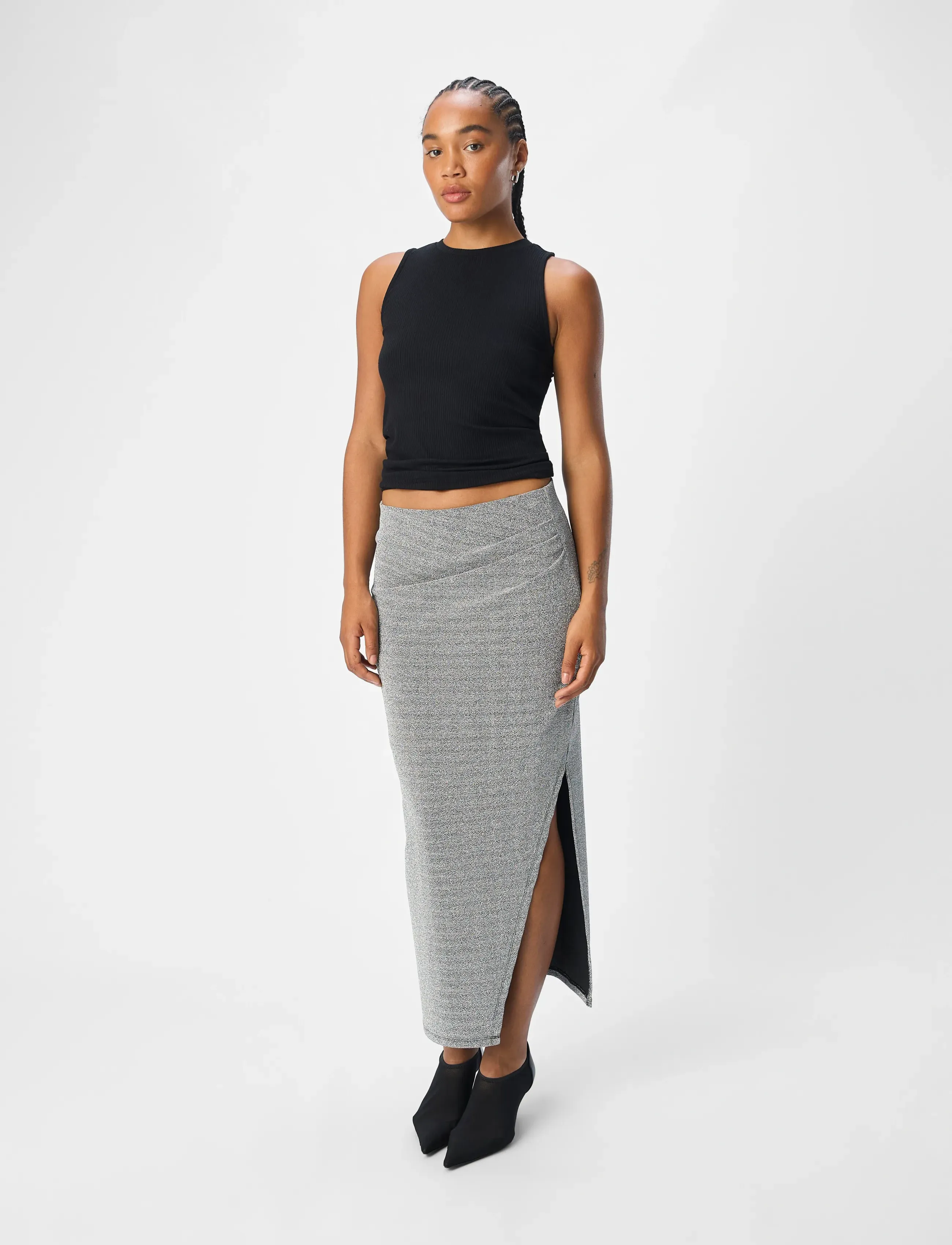 Object - OBJFILIPA SLM HW LONG SKIRT 135 - maxi nederdele - silver - 4