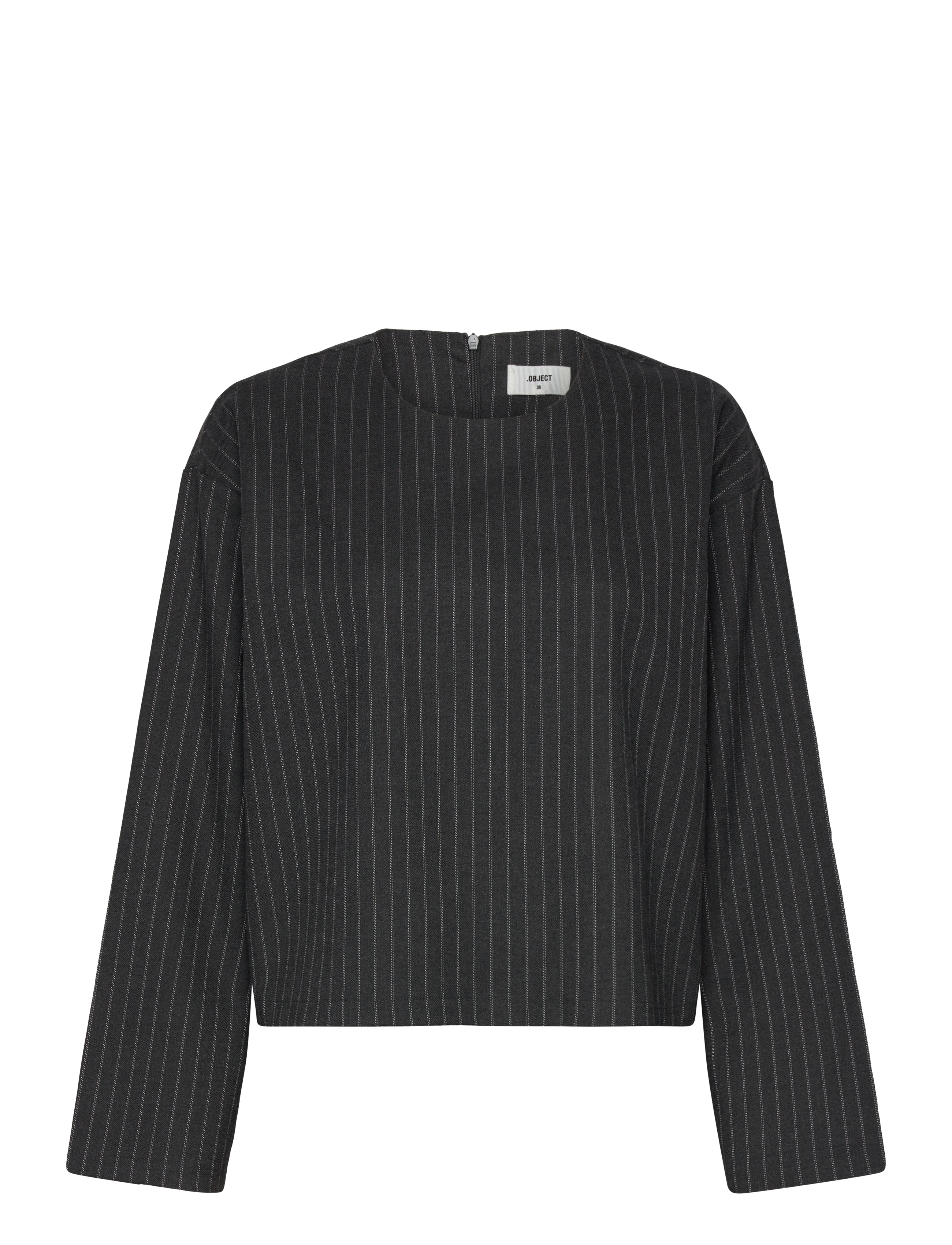 Object OBJLISA LO L/S TOP AOP DIV - T-shirts & Toppar - DARK GREY MELANGE / grey