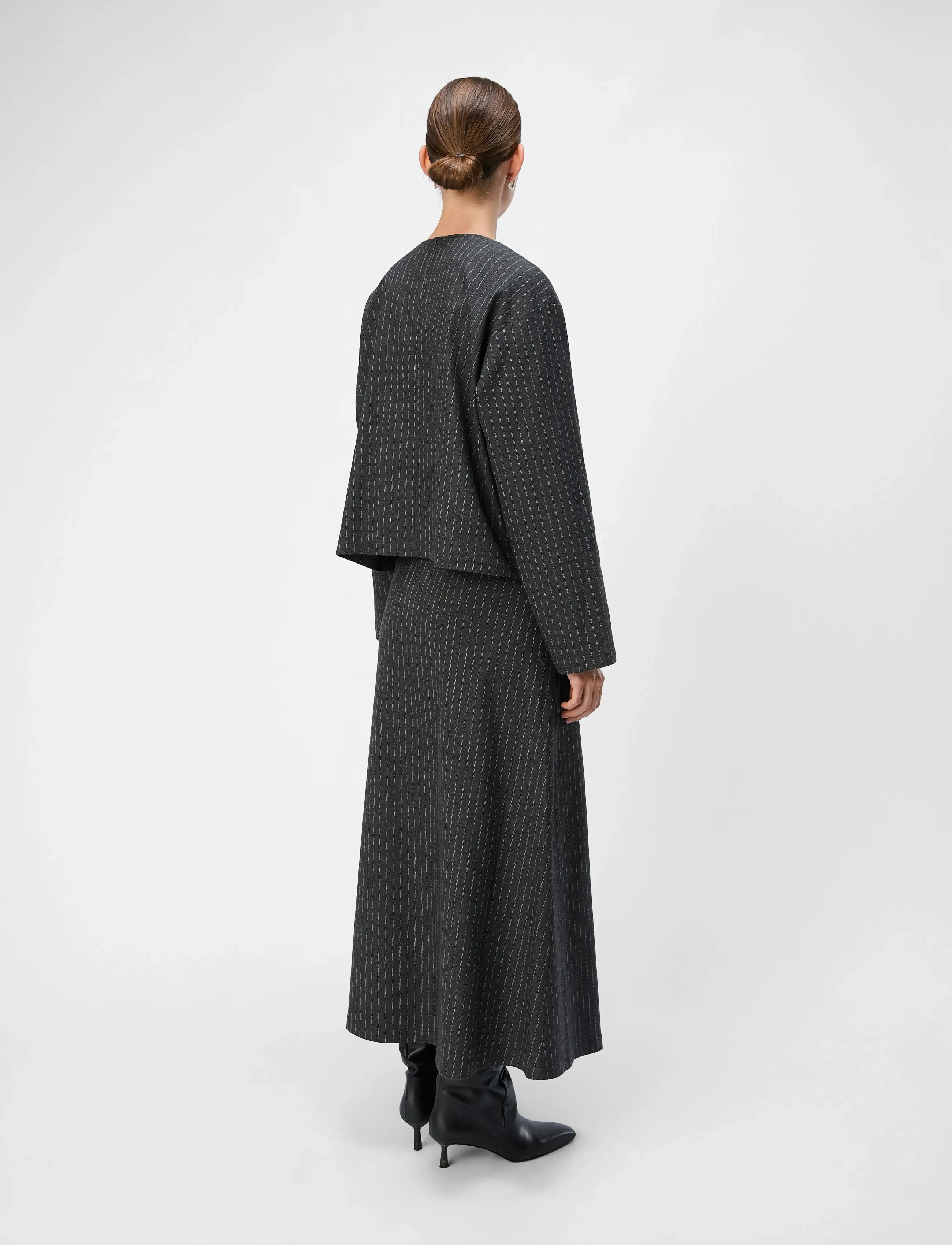 Object - OBJLISA LO L/S TOP AOP DIV - langärmlige tops - dark grey melange - 3