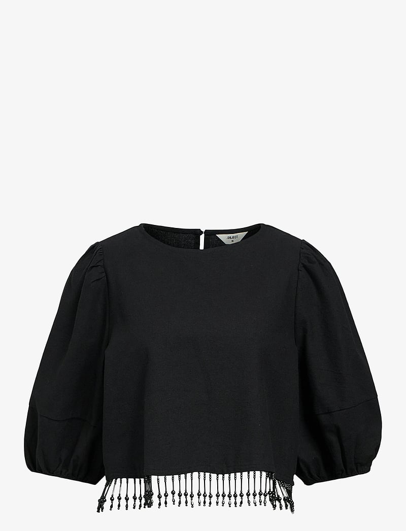 Object - OBJFREJA 2/4 CROPPED TOP 136 - crop tops - black - 0