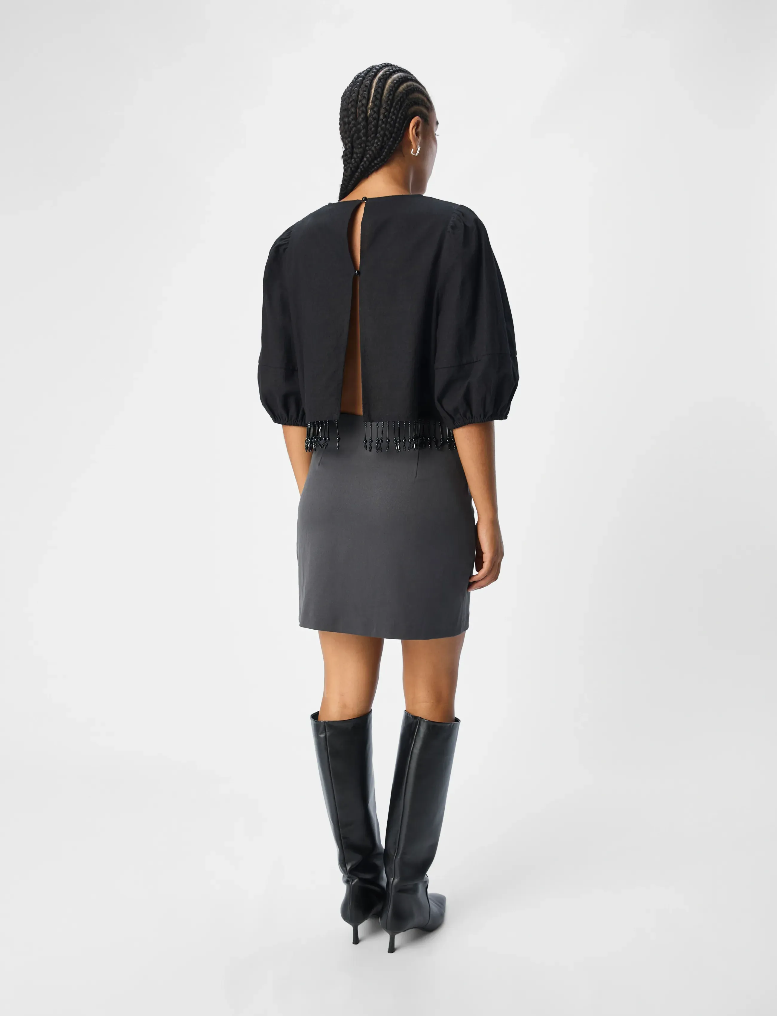Object - OBJFREJA 2/4 CROPPED TOP 136 - któtkie bluzki - black - 3