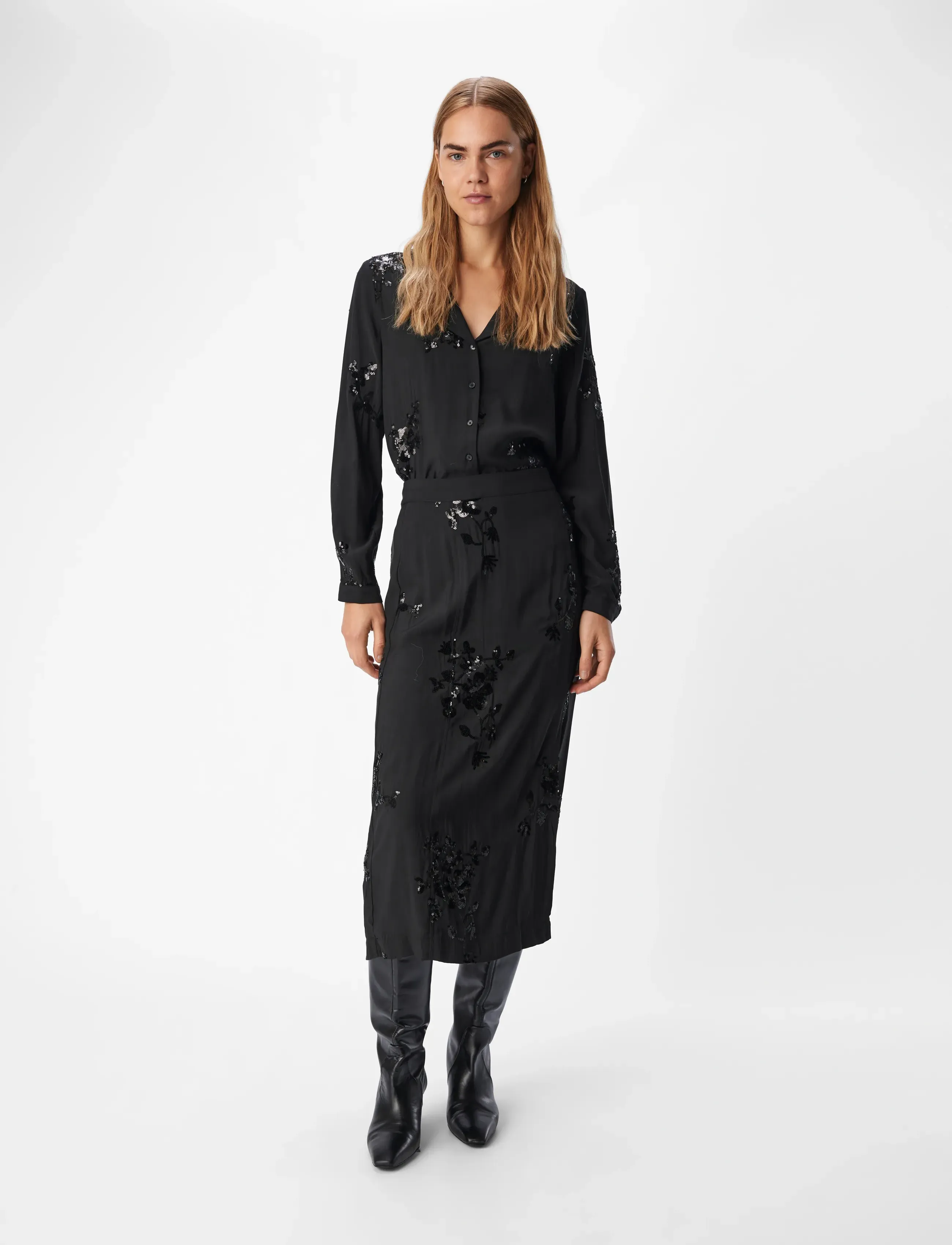 Object - OBJSIMONE RE HW SKIRT 136 - spódnice do kolan i midi - black - 4