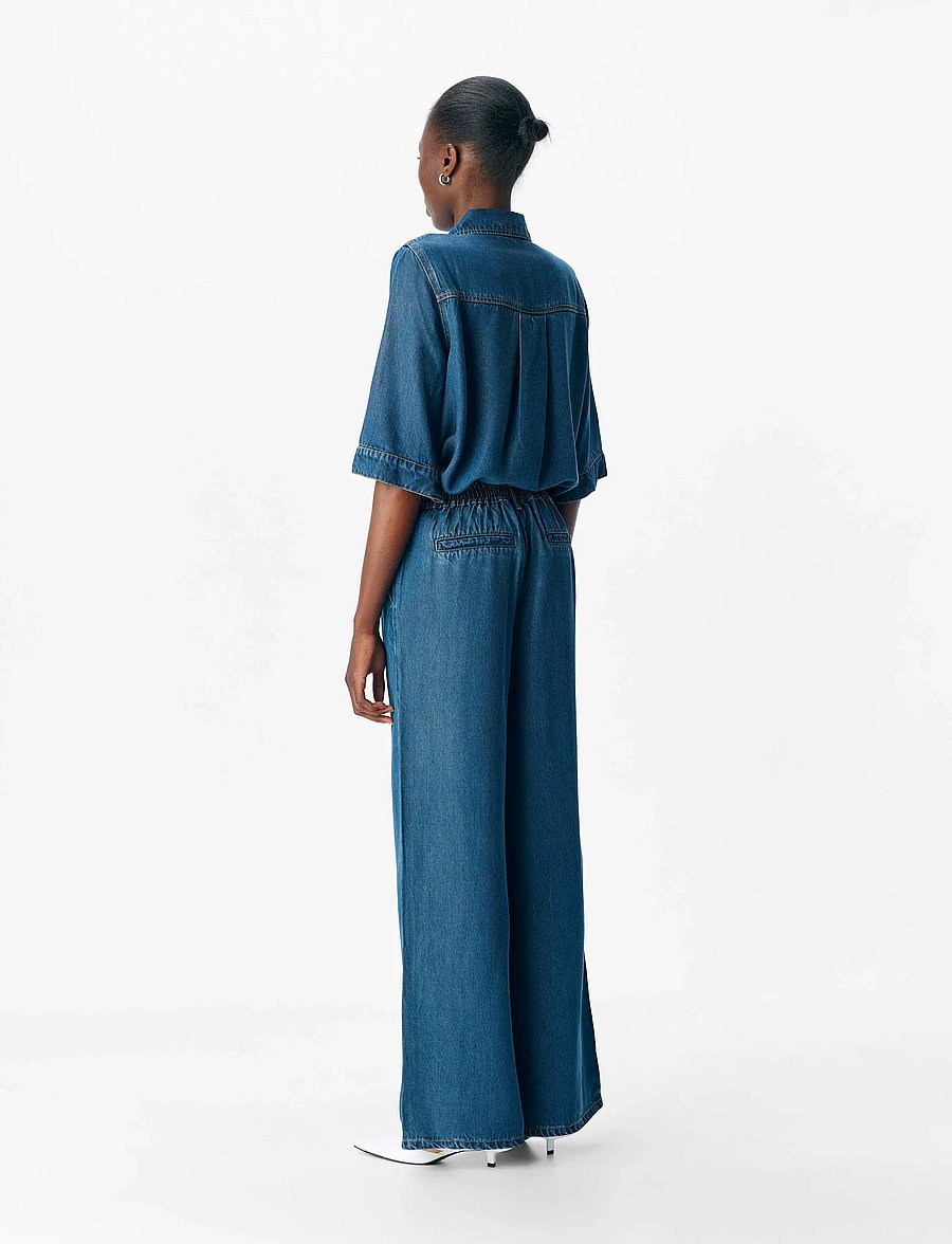 Object - OBJFRAME LISA WIDE MW PANT NOOS - hosen mit weitem bein - dark blue denim - 3