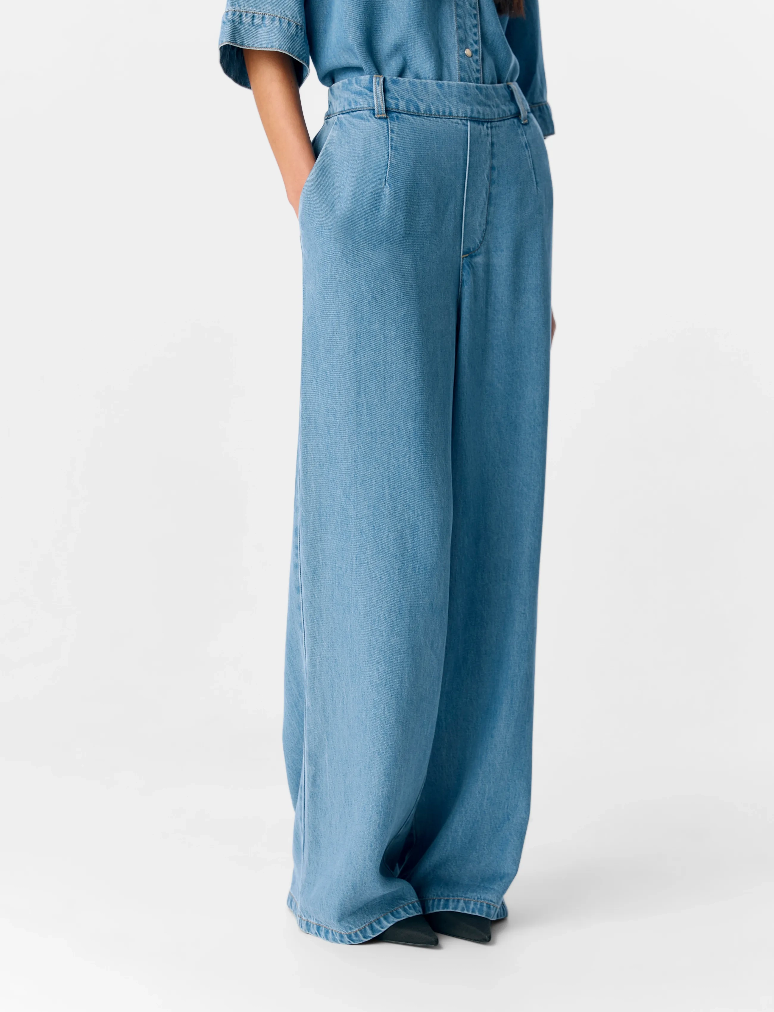 Object Objframe Lisa Wide Mw Pant Noos, XL, Blue, Bukser > Brede Ben, Dame