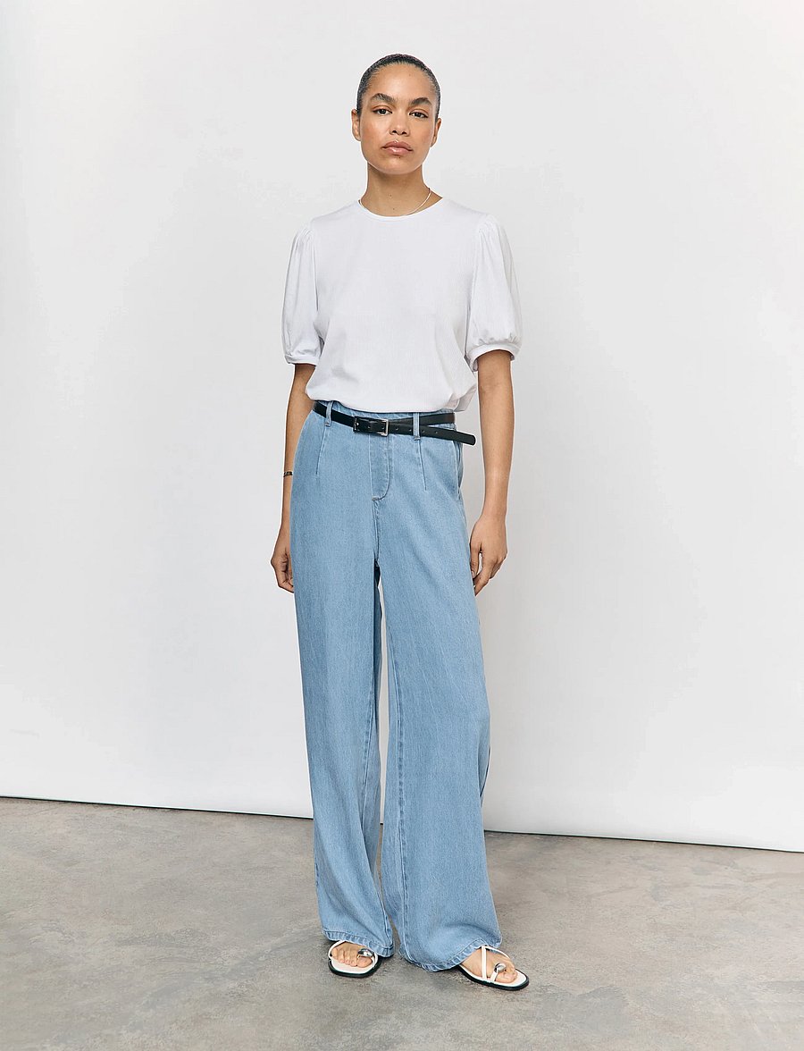 Object - OBJFRAME LISA WIDE MW PANT NOOS - hosen mit weitem bein - light blue denim - 4