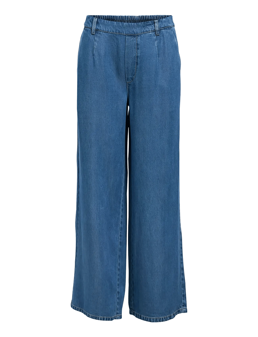 Object - OBJFRAME LISA WIDE MW PANT NOOS - hosen mit weitem bein - medium blue denim - 1