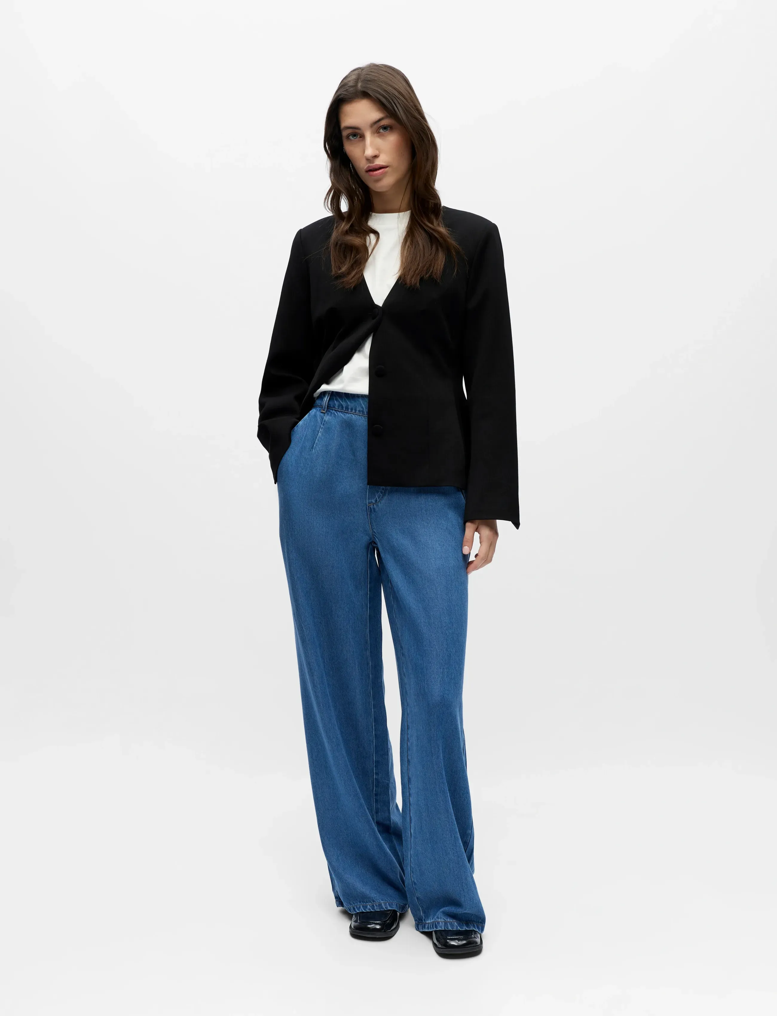 Object OBJFRAME LISA WIDE MW PANT NOOS - Kläder - MEDIUM BLUE DENIM / blue