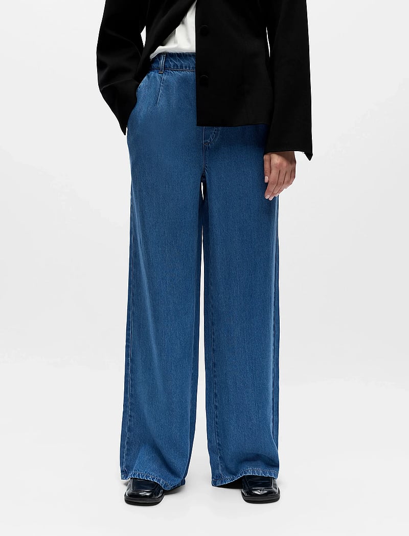 Object - OBJFRAME LISA WIDE MW PANT NOOS - hosen mit weitem bein - medium blue denim - 3