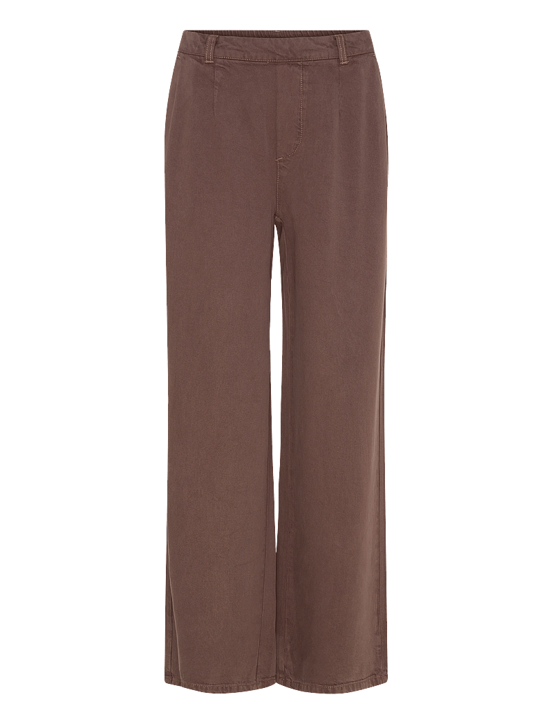 Object - OBJFRAME LISA WIDE MW PANT NOOS - hosen mit weitem bein - seal brown - 1