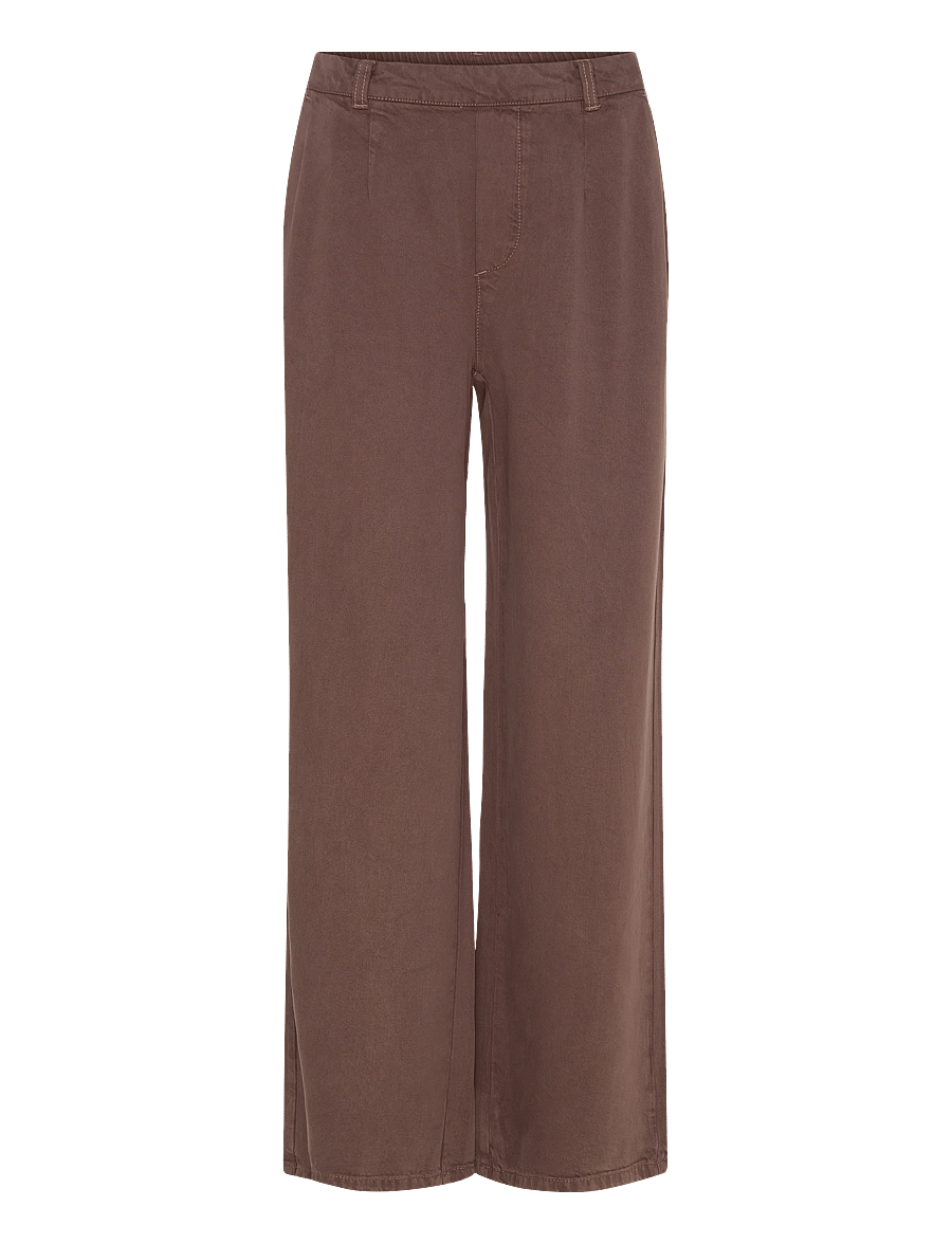 Object - OBJFRAME LISA WIDE MW PANT NOOS - hosen mit weitem bein - seal brown - 1