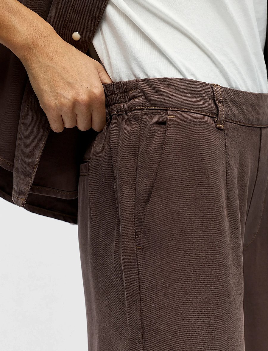 Object - OBJFRAME LISA WIDE MW PANT NOOS - hosen mit weitem bein - seal brown - 5