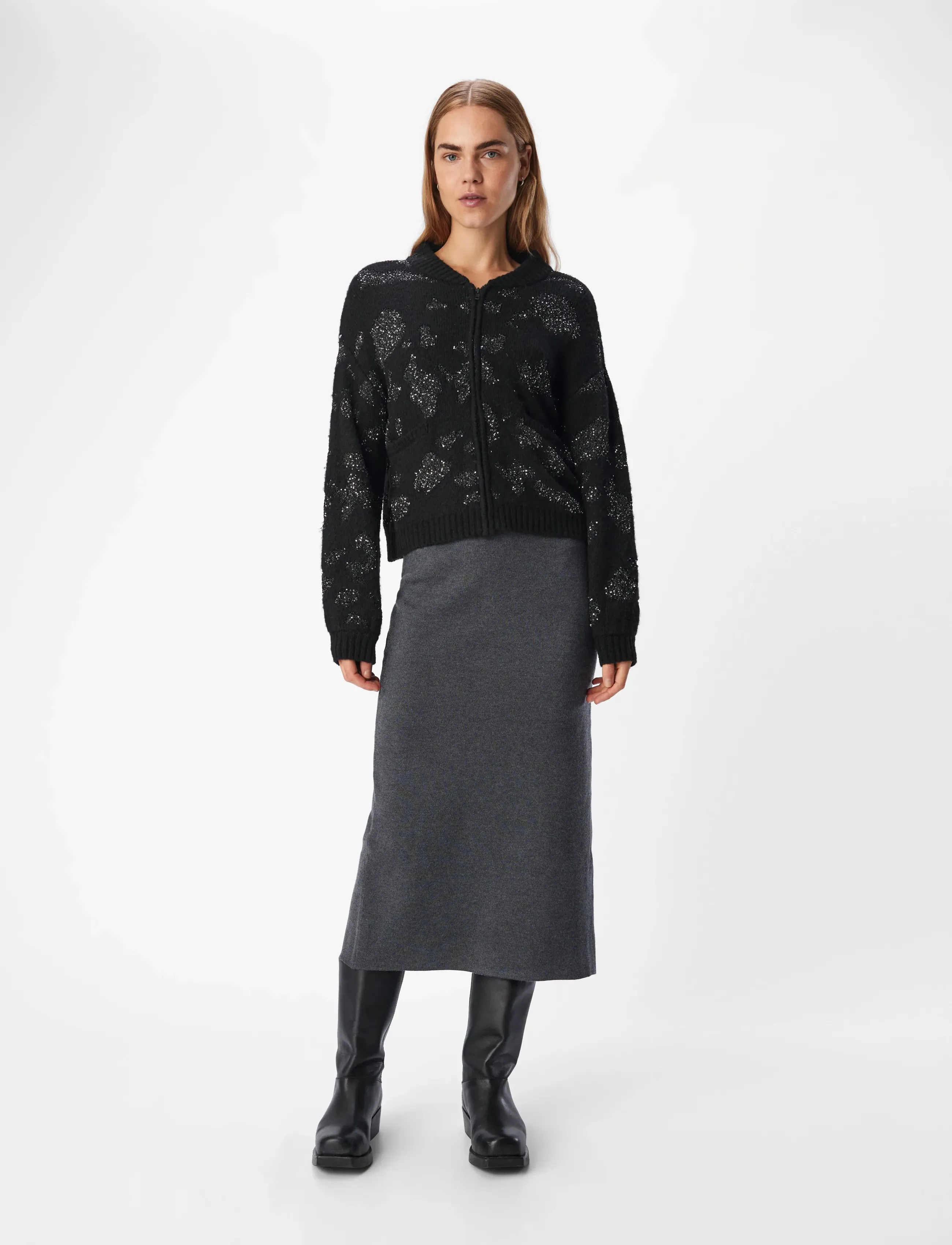Object - OBJALORA KNIT RE L/S CARDIGAN 135 - cardigans - black - 4