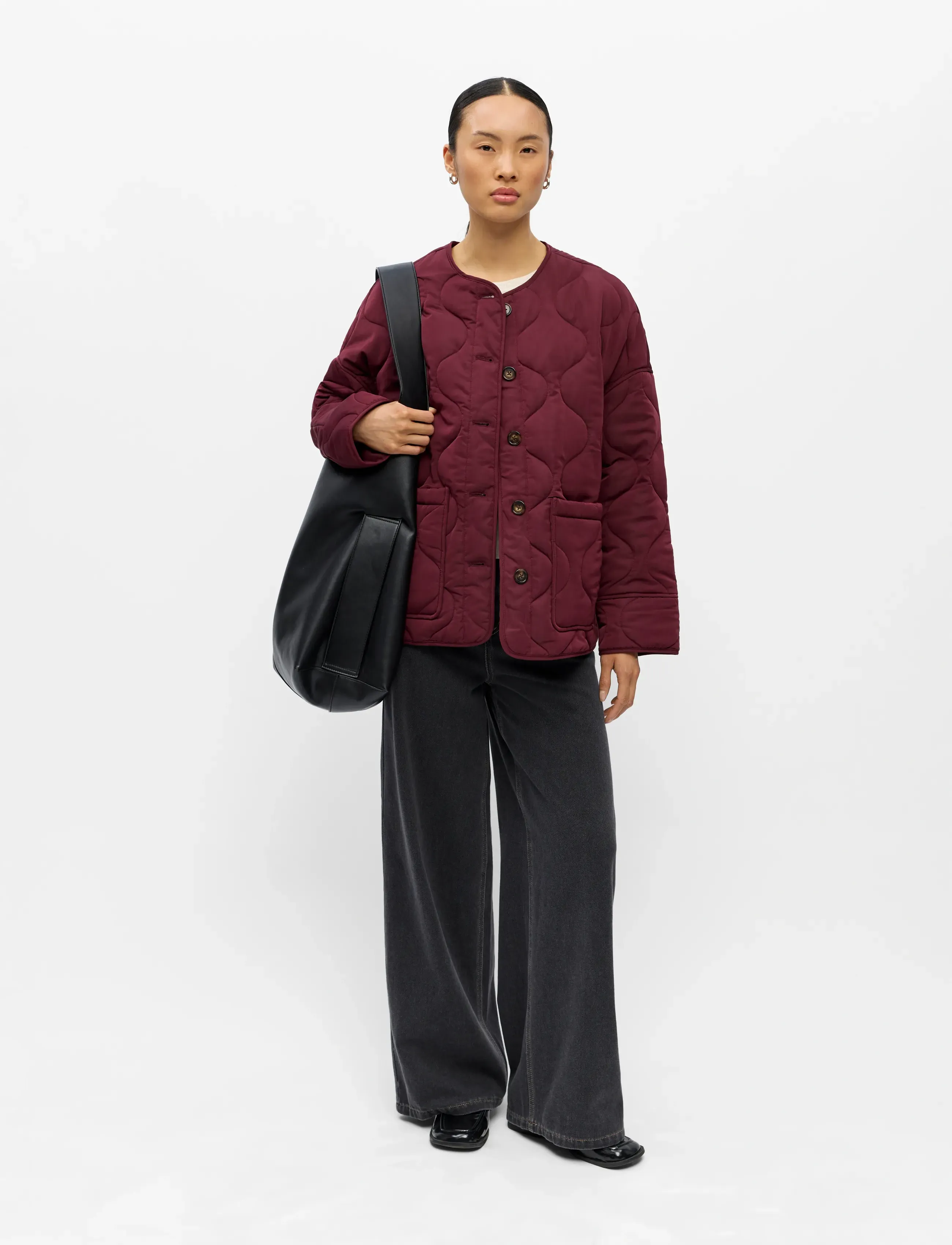 Object OBJALLIE LS LO QUILTED JACKET NOOS - Object - WINDSOR WINE / burgundy