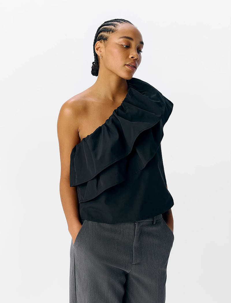 Object - OBJMIRA SL RE TOP E DIV - Ärmlösa blusar - black - 0