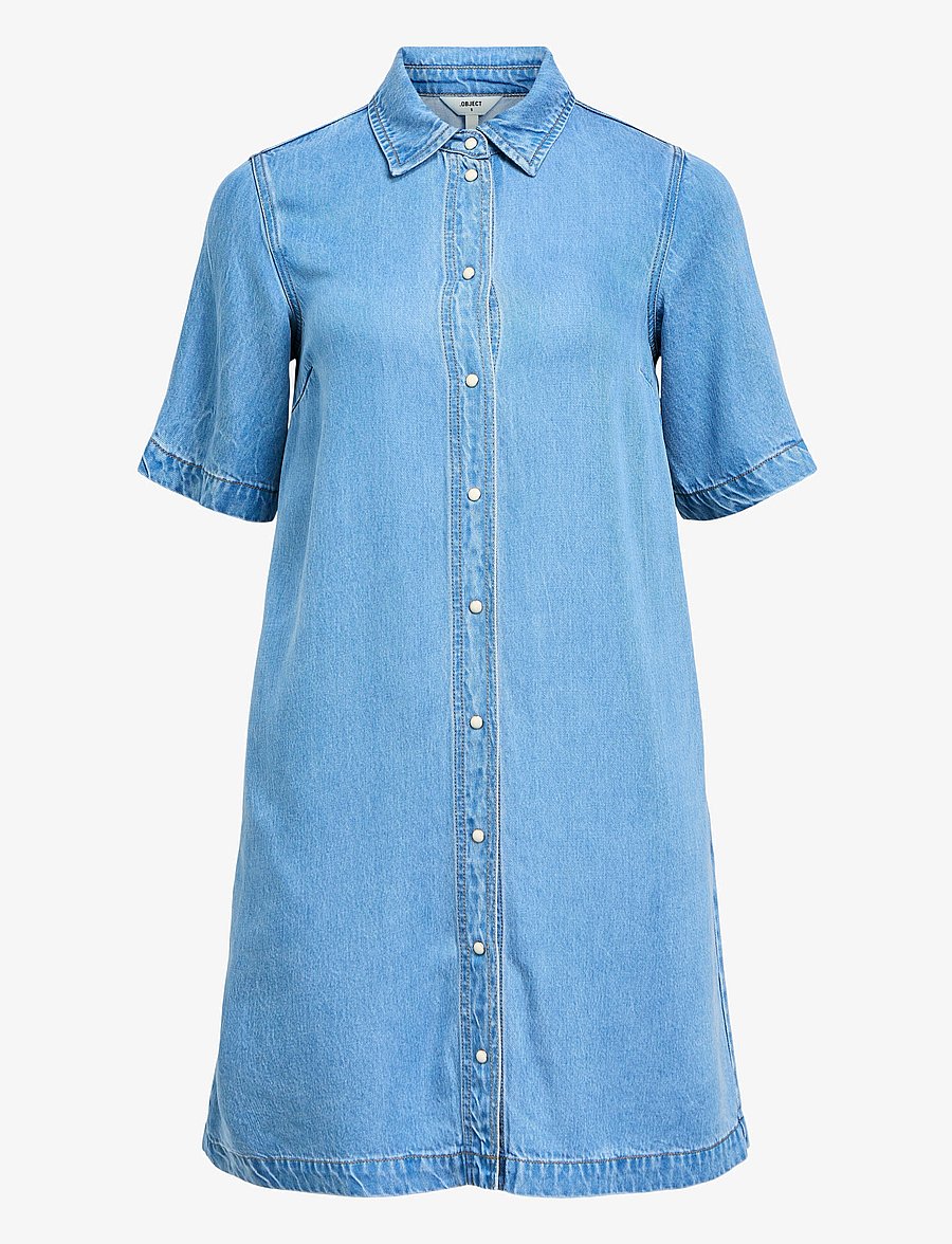 Object - OBJFRAME 2/4 RE DENIM DRESS NOOS - hemdkleider - light blue denim - 1