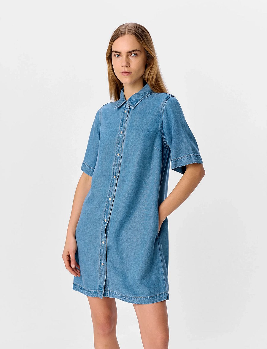 Object - OBJFRAME 2/4 RE DENIM DRESS NOOS - hemdkleider - light blue denim - 0