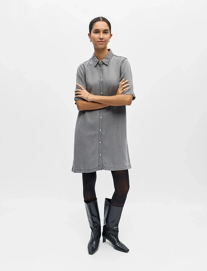Object - OBJFRAME 2/4 RE DENIM DRESS NOOS - hemdkleider - light grey denim - 4