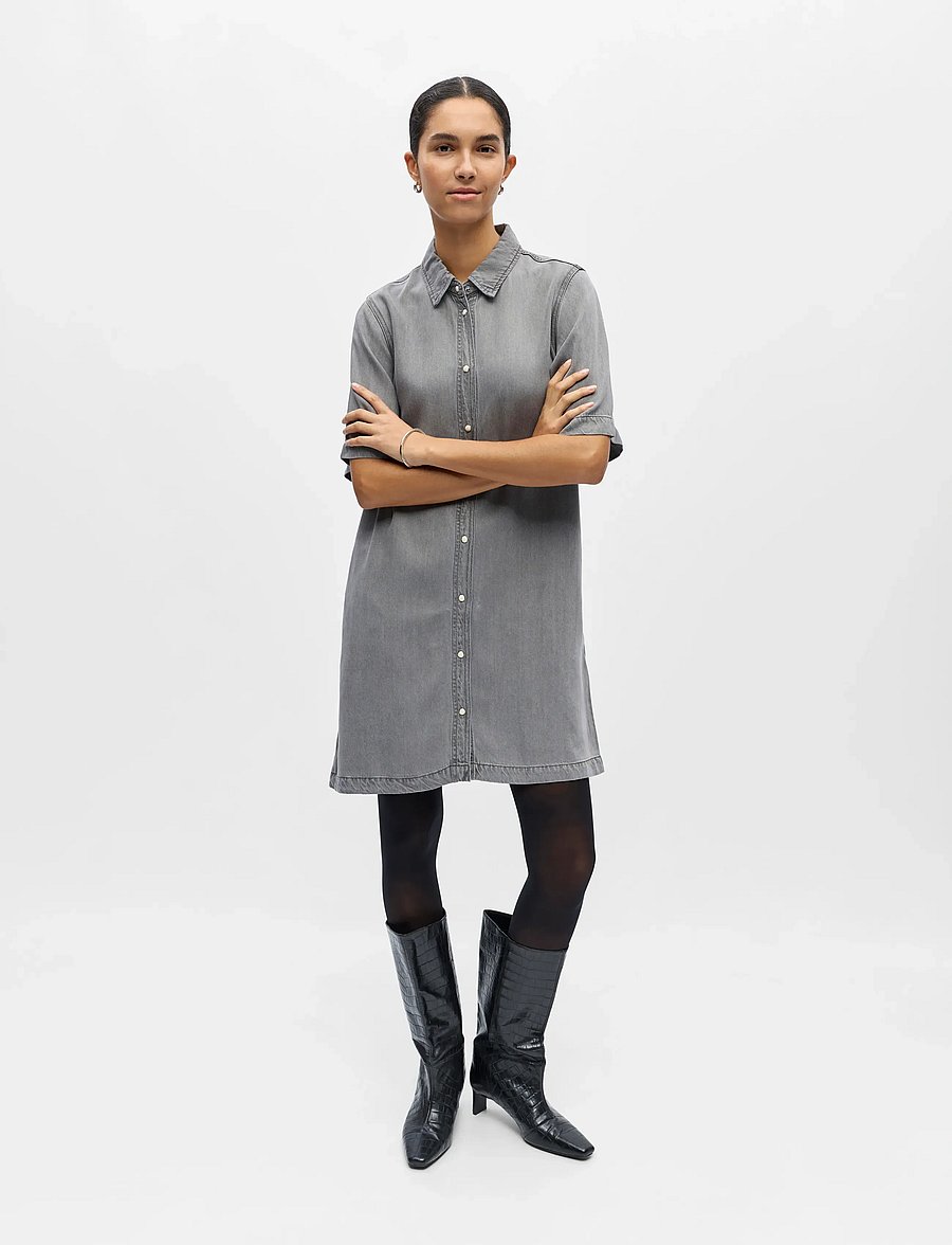 Object - OBJFRAME 2/4 RE DENIM DRESS NOOS - hemdkleider - light grey denim - 4