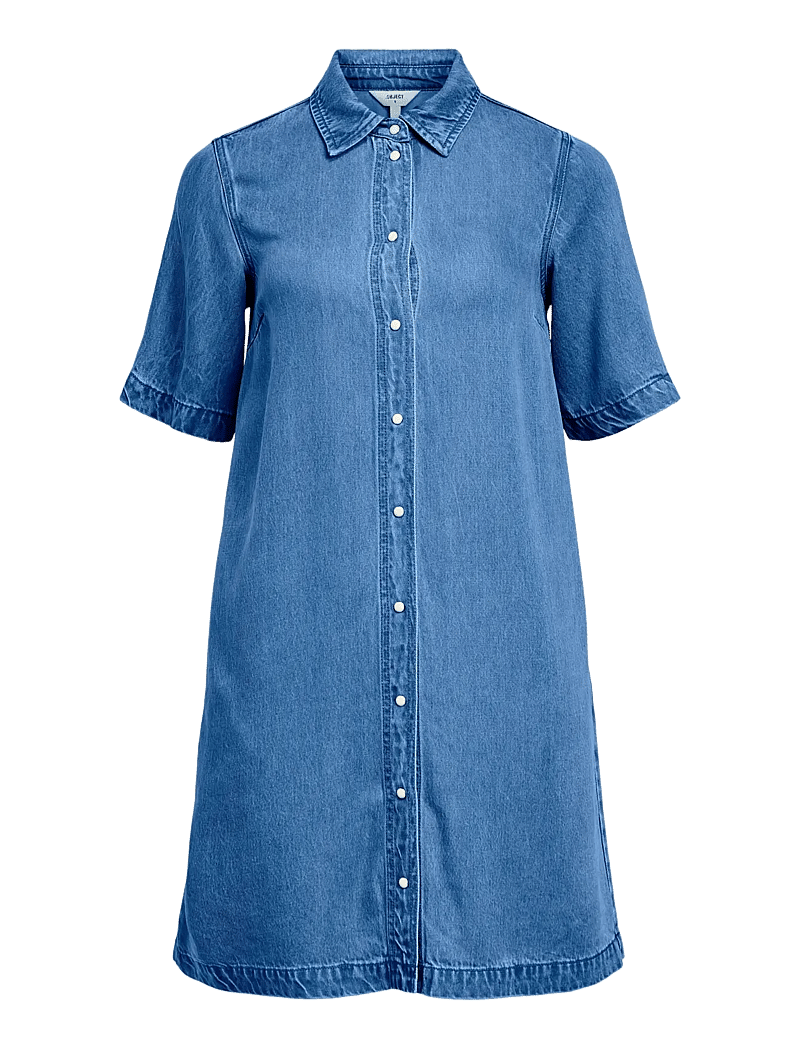 Object - OBJFRAME 2/4 RE DENIM DRESS NOOS - overhemdjurken - medium blue denim - 1
