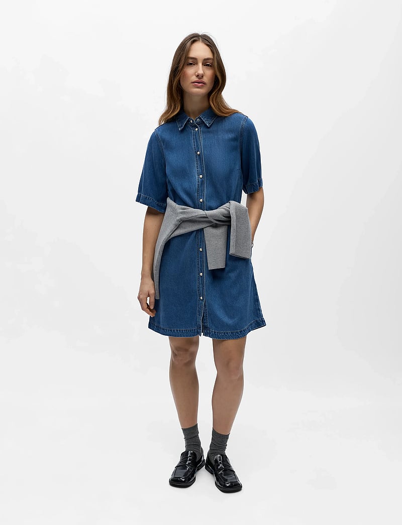 Object - OBJFRAME 2/4 RE DENIM DRESS NOOS - overhemdjurken - medium blue denim - 0