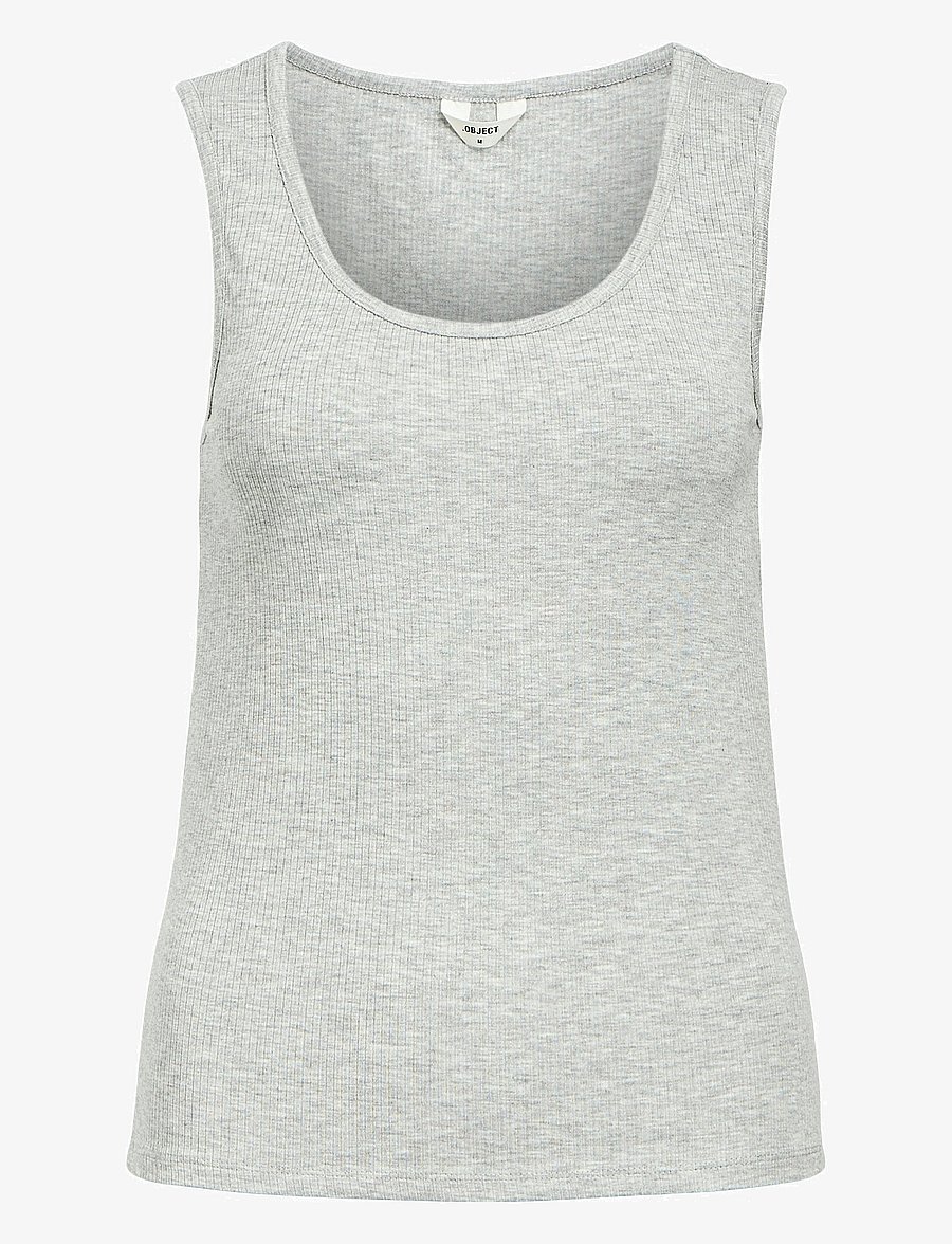 Object - OBJJAMIE S/L SLI TANK TOP NOOS - Ärmellose tops - light grey melange - 1